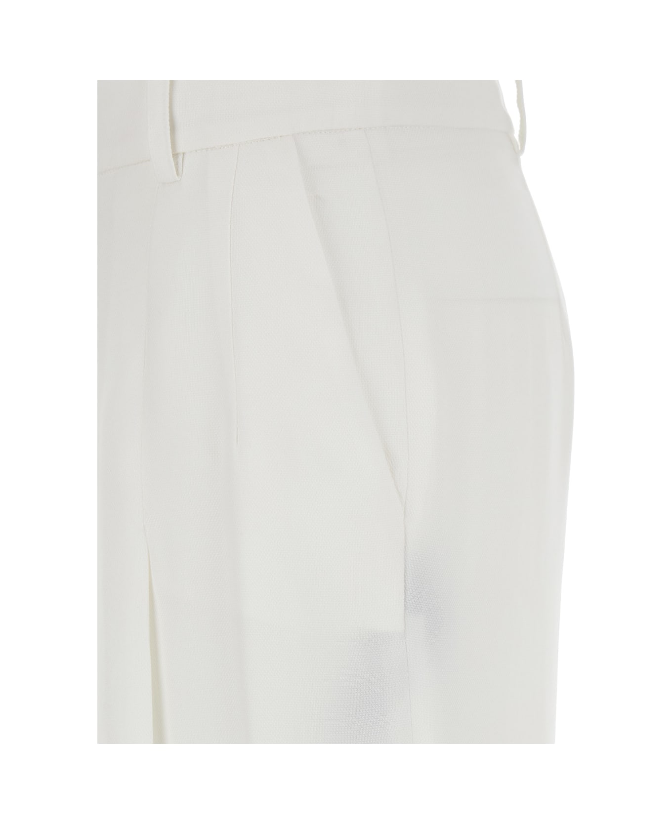 Federica Tosi White Palazzo Pants With Pences On The Front In Viscose Woman - White