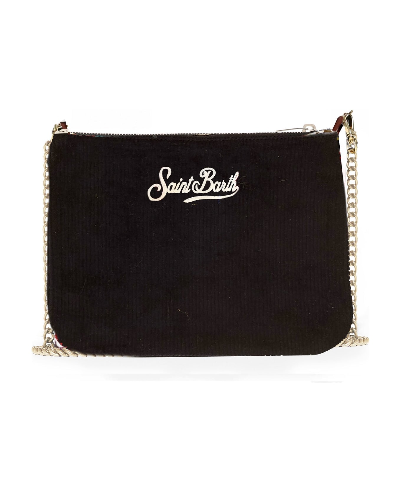 MC2 Saint Barth Parisienne Velvet Cross-body Pouch Bag With All I Want For Christmas Is Saint Barth Embroidery - BLUE トラベルバッグ