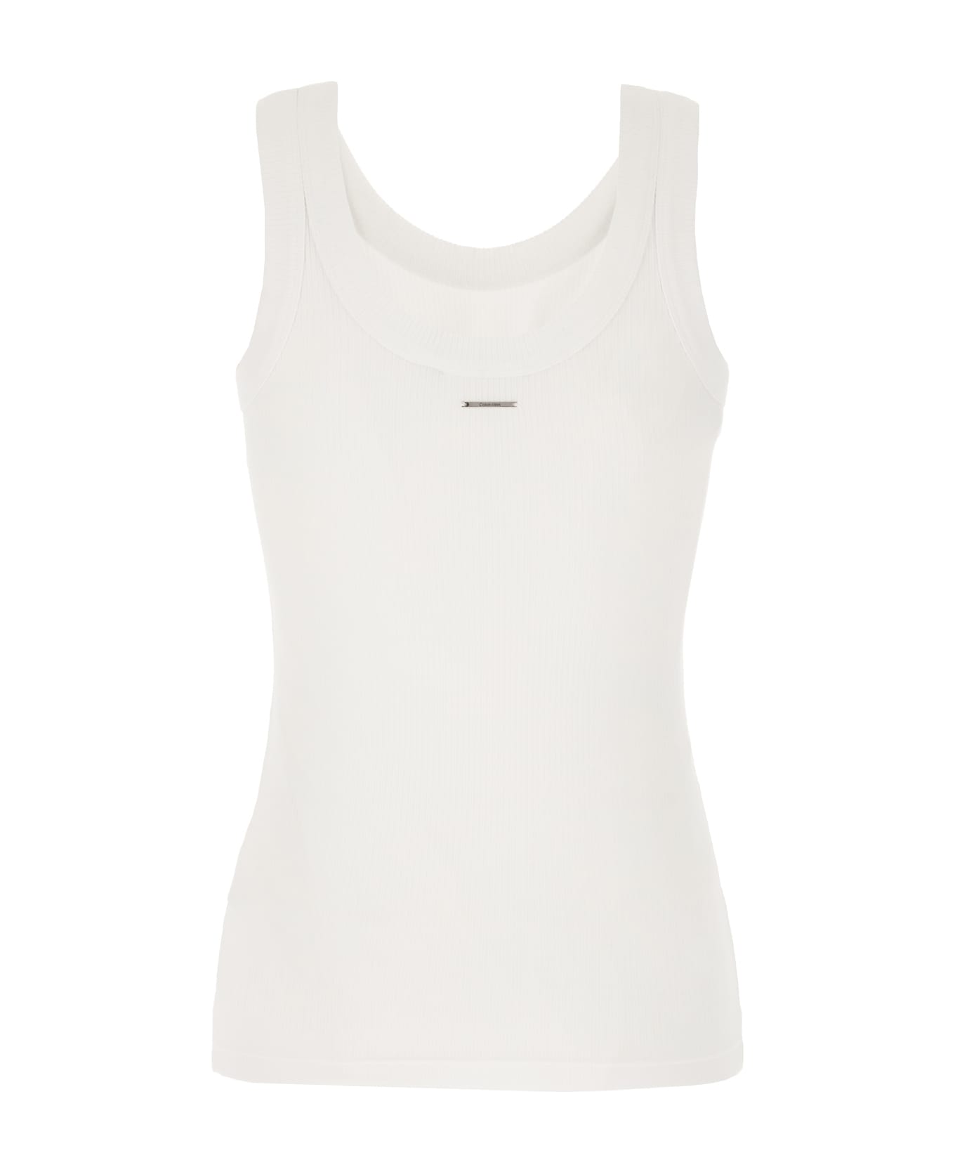 Calvin Klein White Stretch Modal Top - WHITE