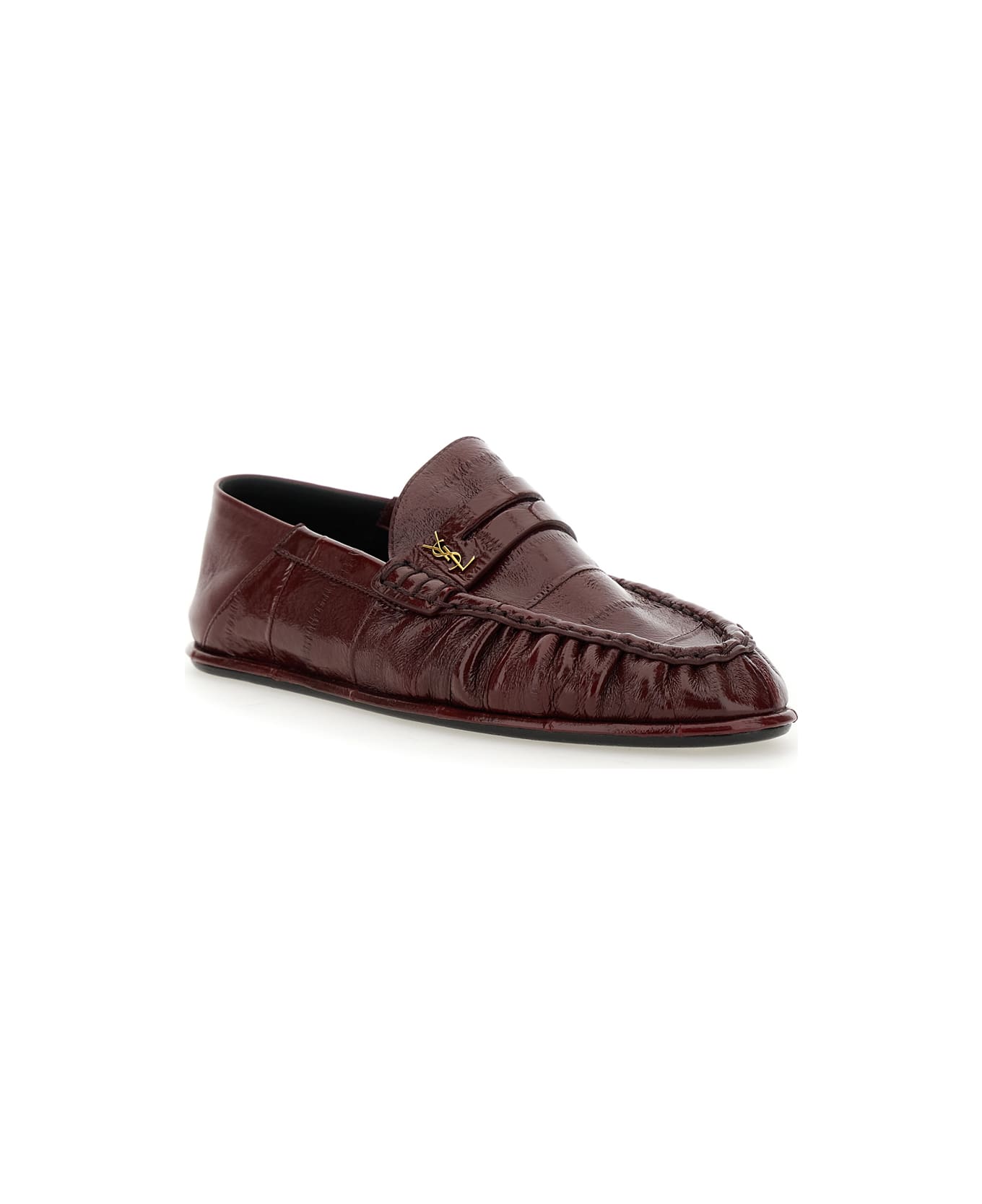 Saint Laurent New Le Loafer 00 Mocassin Anguille Vernis - Bordeaux