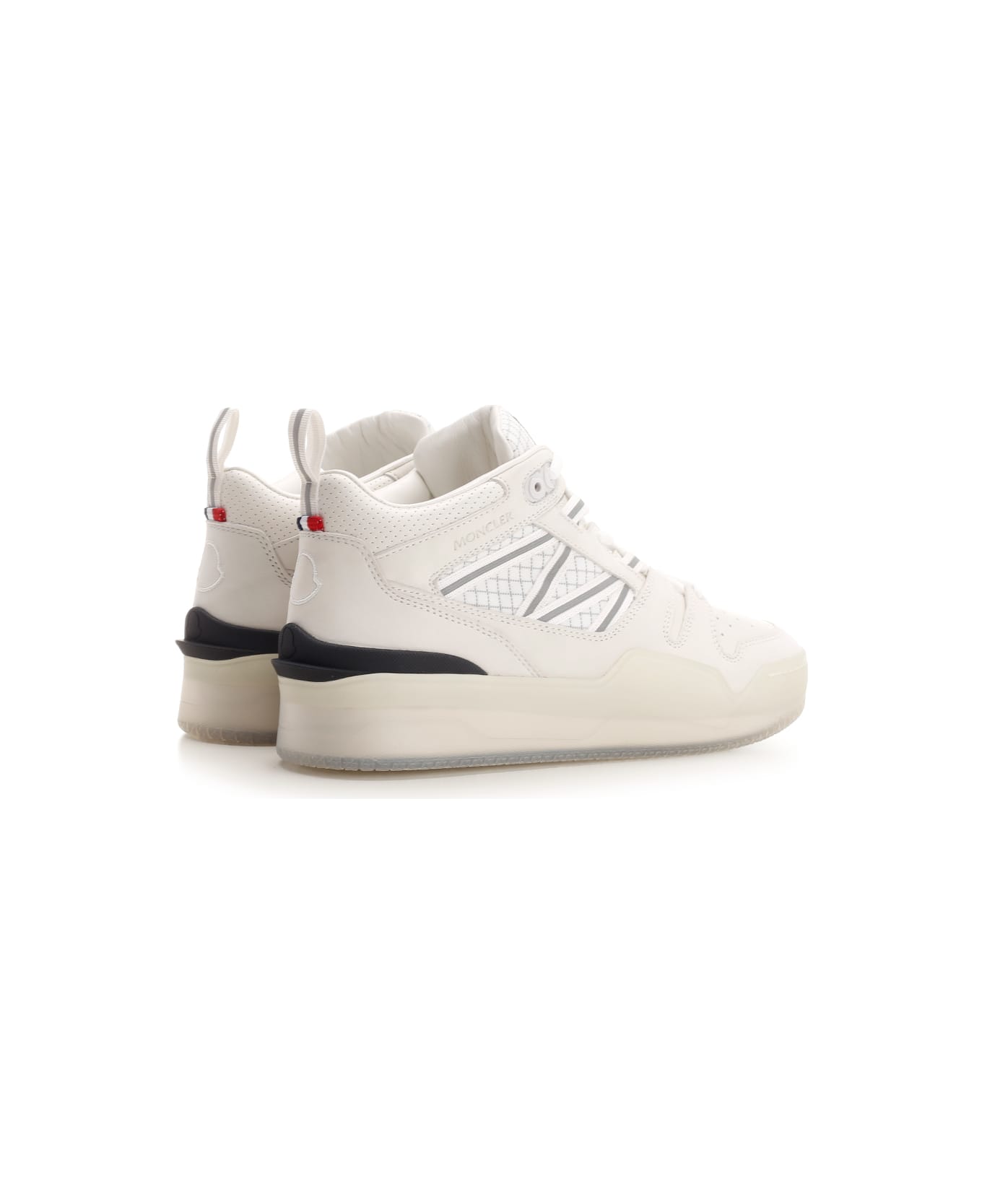 Moncler White Pivot Mid Sneakers - WHITE