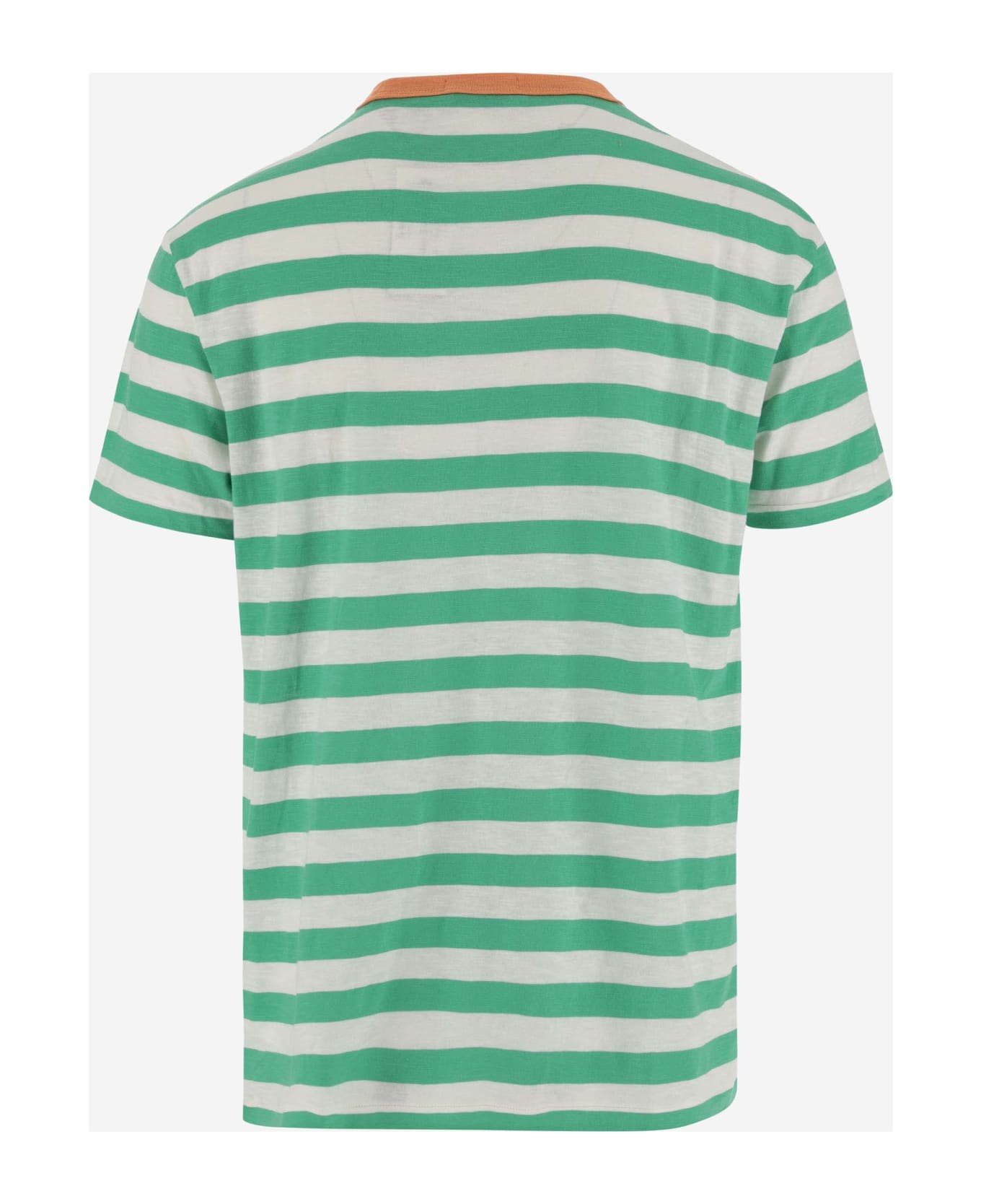 Ralph Lauren Cotton T-shirt With Striped Pattern And Logo - Red