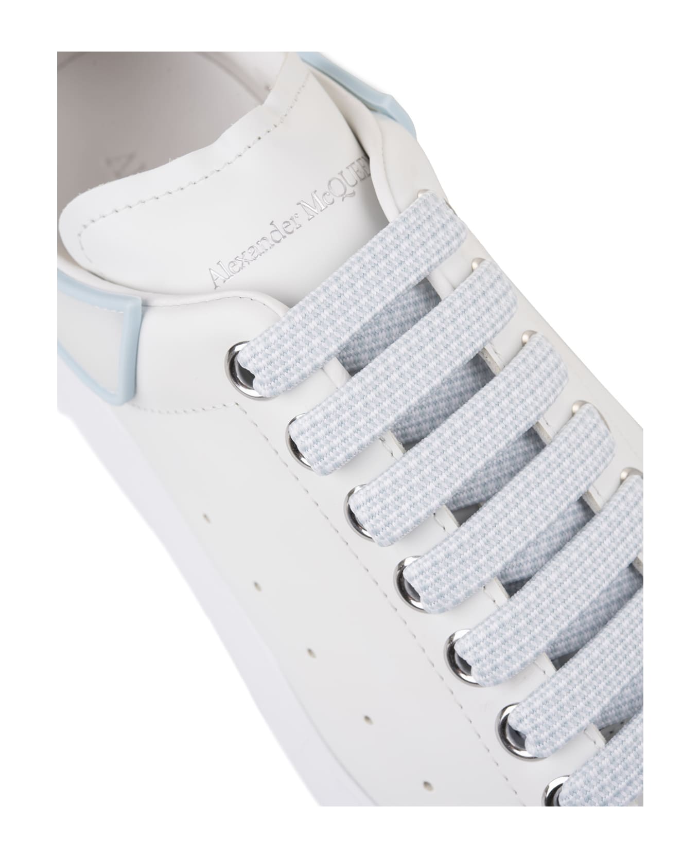 Alexander McQueen White Oversized Sneakers With Powder Blue Details - White