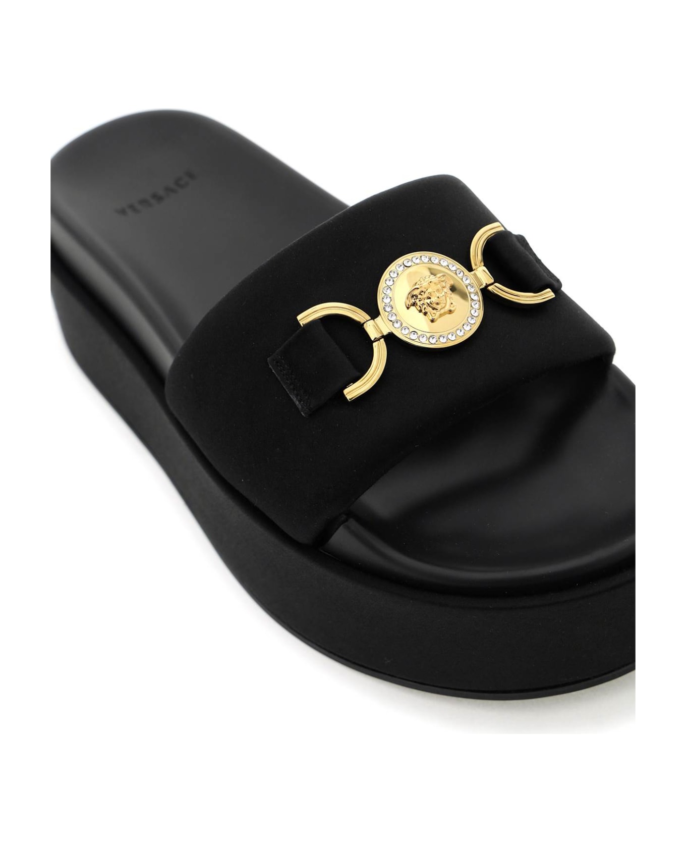 Versace Medusa Head Plaque Platform Mules - Nero-oro Versace