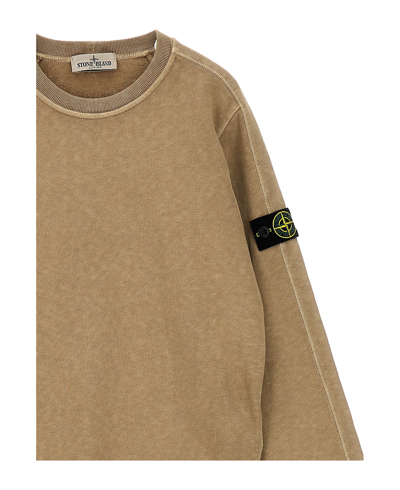 Stone Island Junior Logo Badge Sweatshirt - Beige