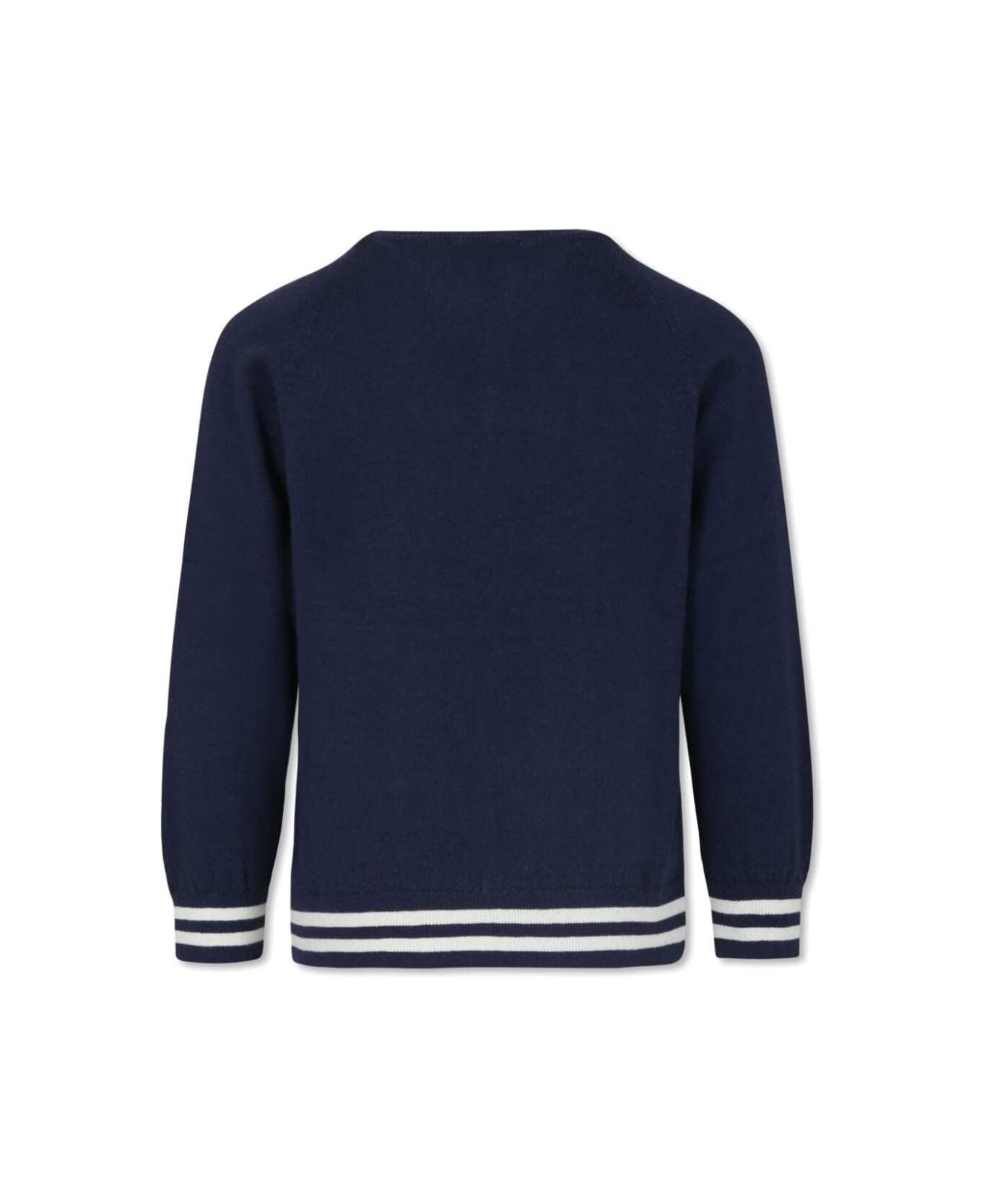 Moschino Blue Crewneck Sweatshirt With Teddy Bear Motif In Cotton Blend Boy - Blu
