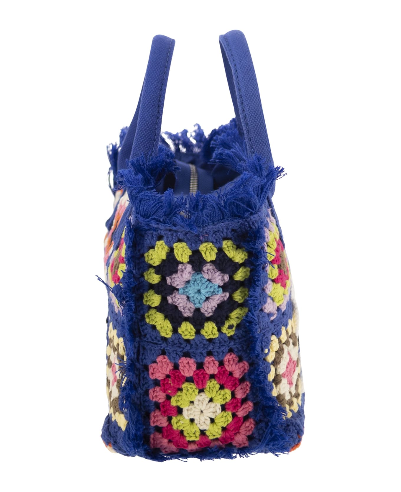 MC2 Saint Barth Colette Crochet - Handbag With Crochet Flower Patch - Bluette