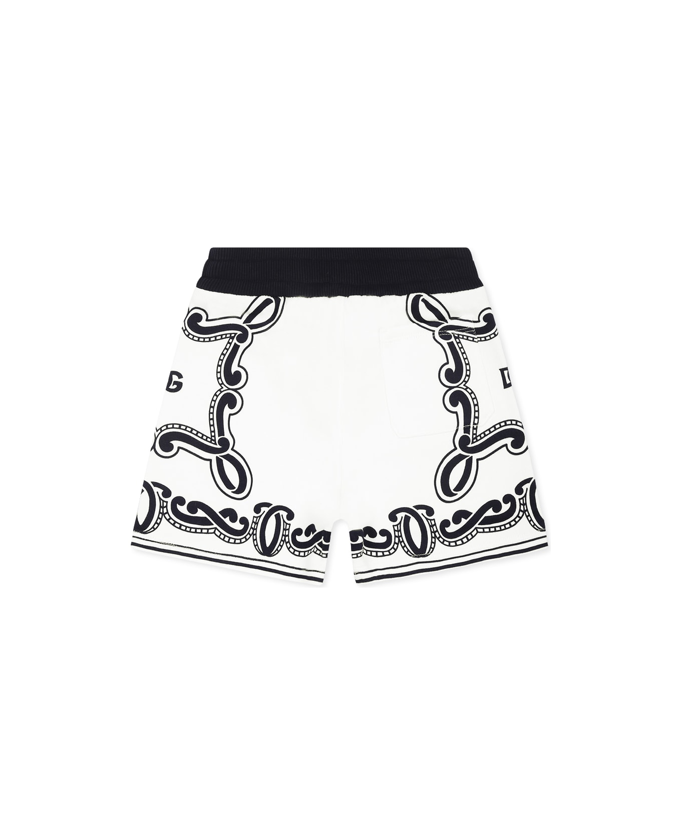 Dolce & Gabbana White Shorts For Baby Boy With Bandana Print - White