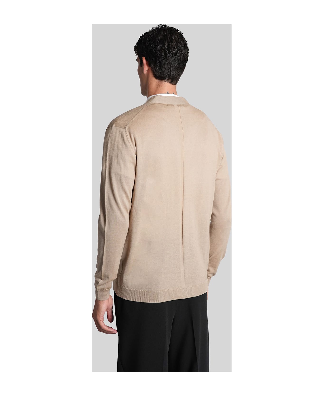 Low Brand K155 Cardigan In Camel Wool - Camel