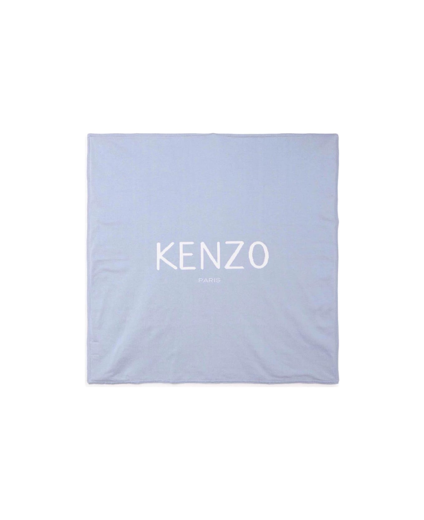 Kenzo Kids Kenzo Coperta Celeste In Maglia Di Cotone Baby Boy - Celeste