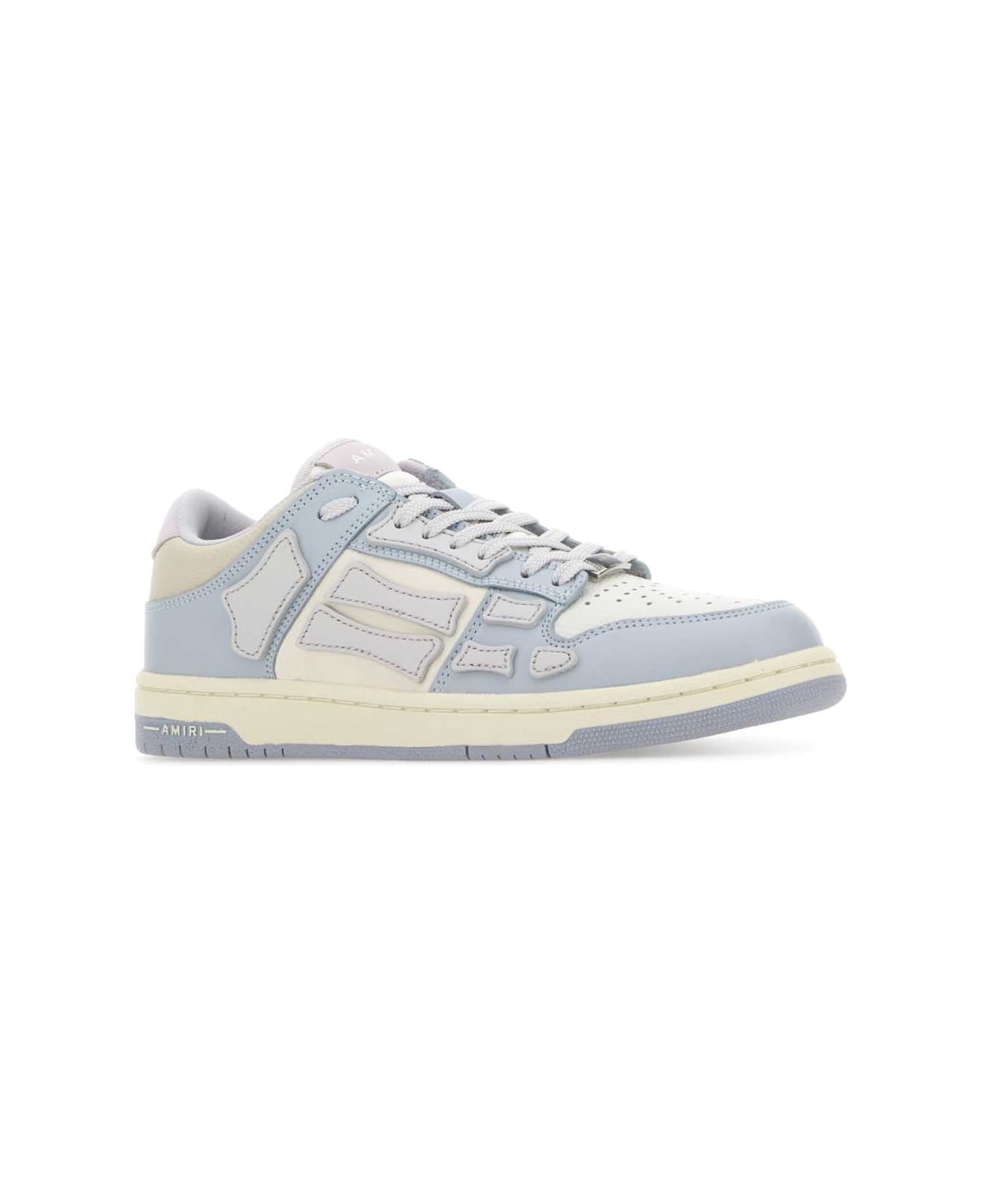 AMIRI Two-tone Leather Skel Sneakers - GREYBLUE
