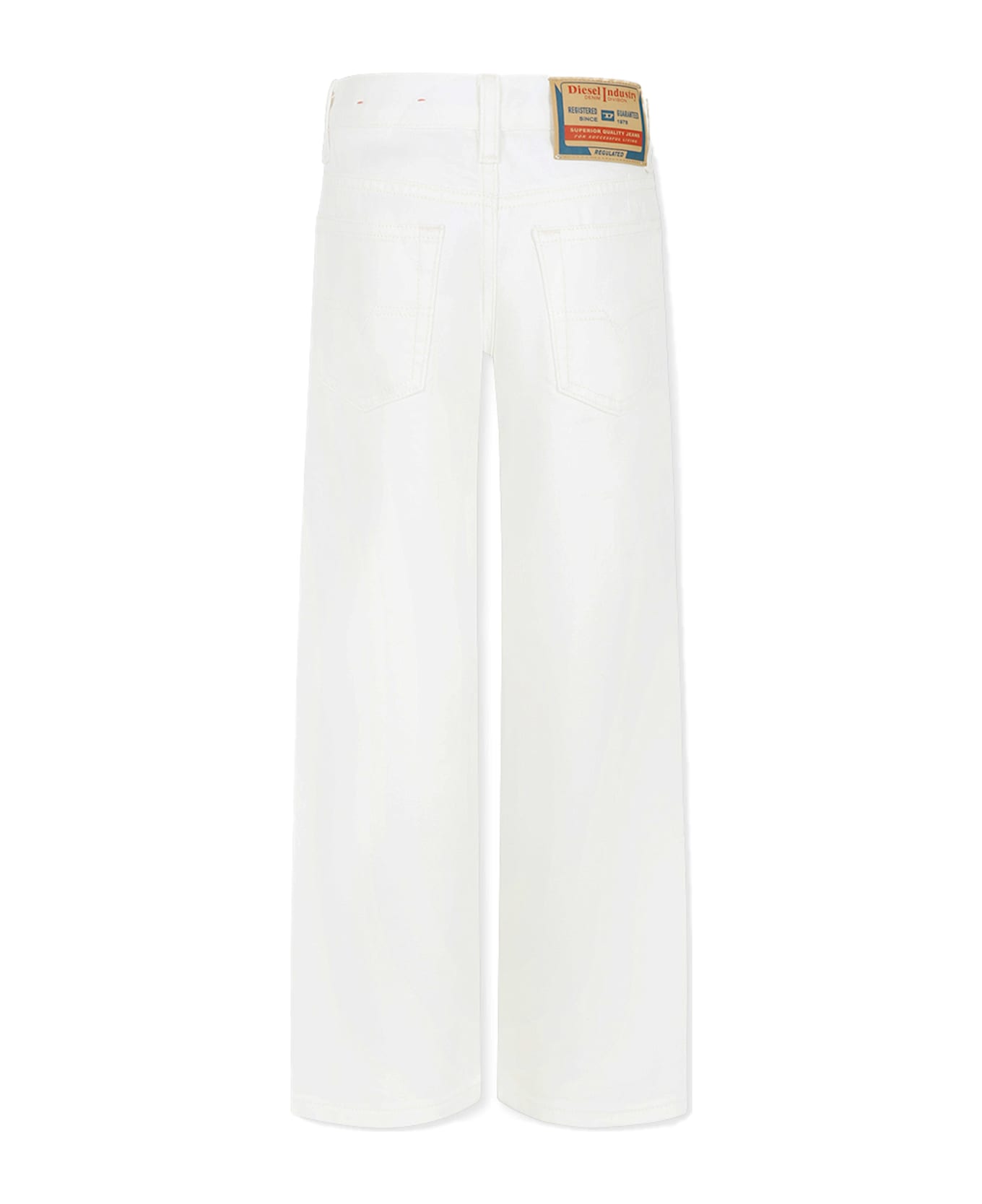 Diesel White Jeans For Boy With Logo - White