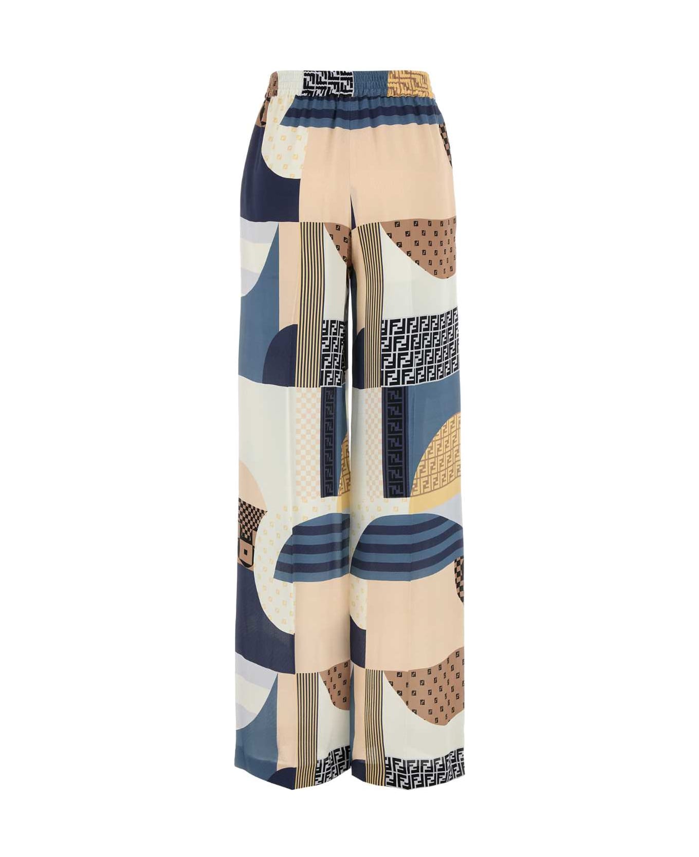 Fendi Printed Crepe Pyjama Pant - OCEAN-25