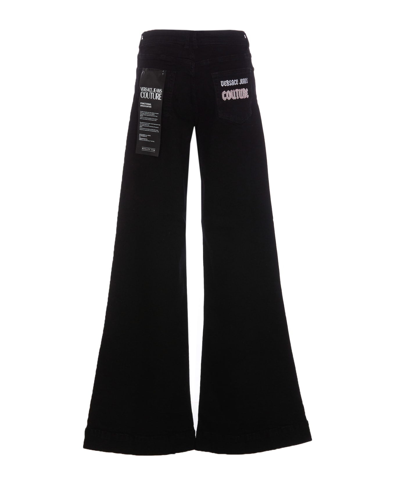 Versace Jeans Couture Flare Jeans With Logo Decorations - Black Black