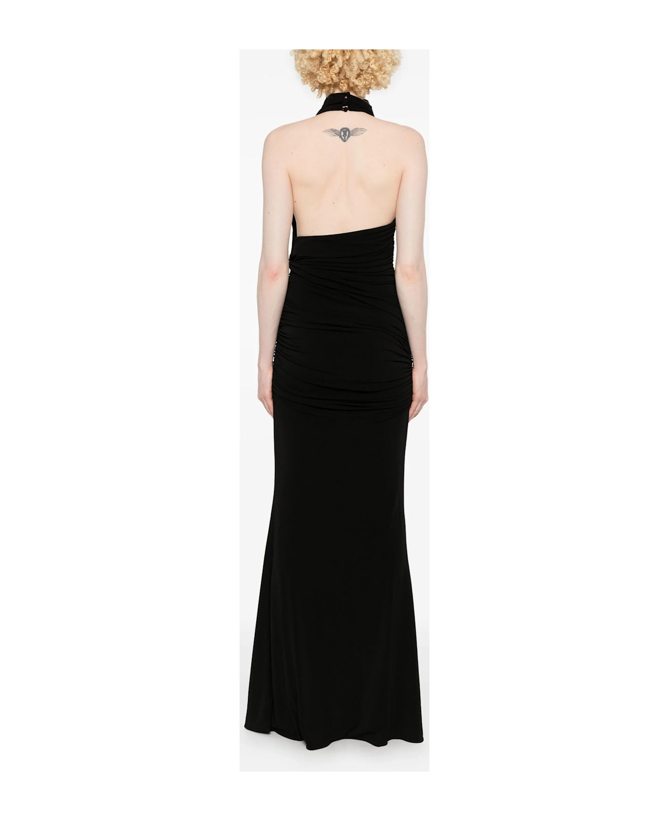 The Andamane Black Ruched Maxi Dress - Black