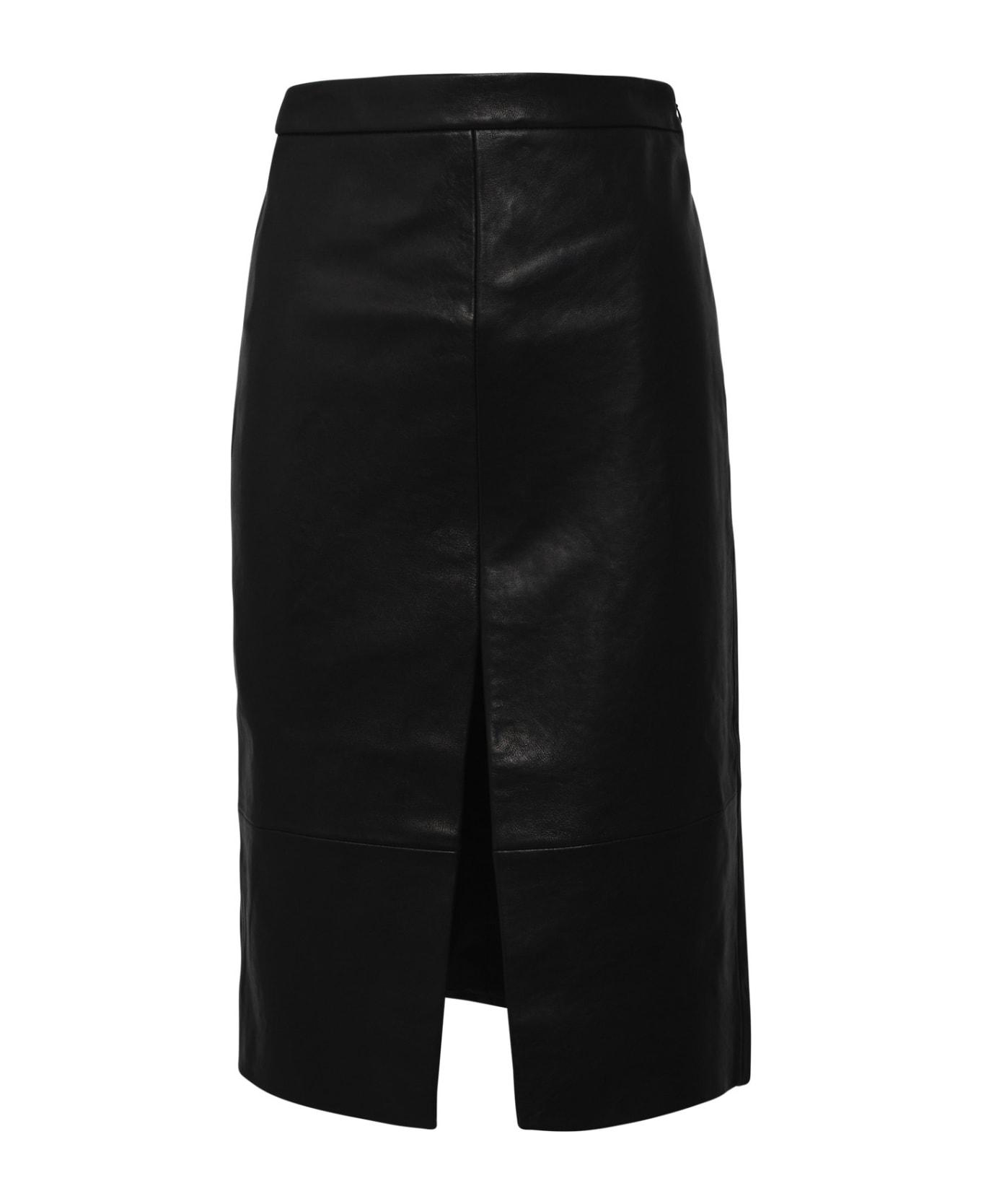 Khaite Freser Black Leather Skirt - Black
