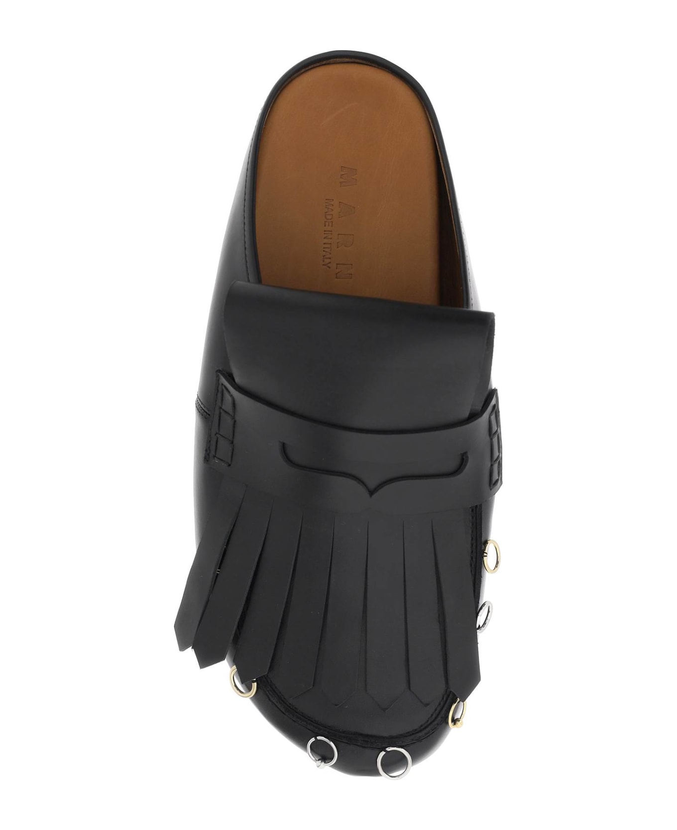 Marni Leather Clogs With Bangs And Piercings - BLACK (Black) その他各種シューズ