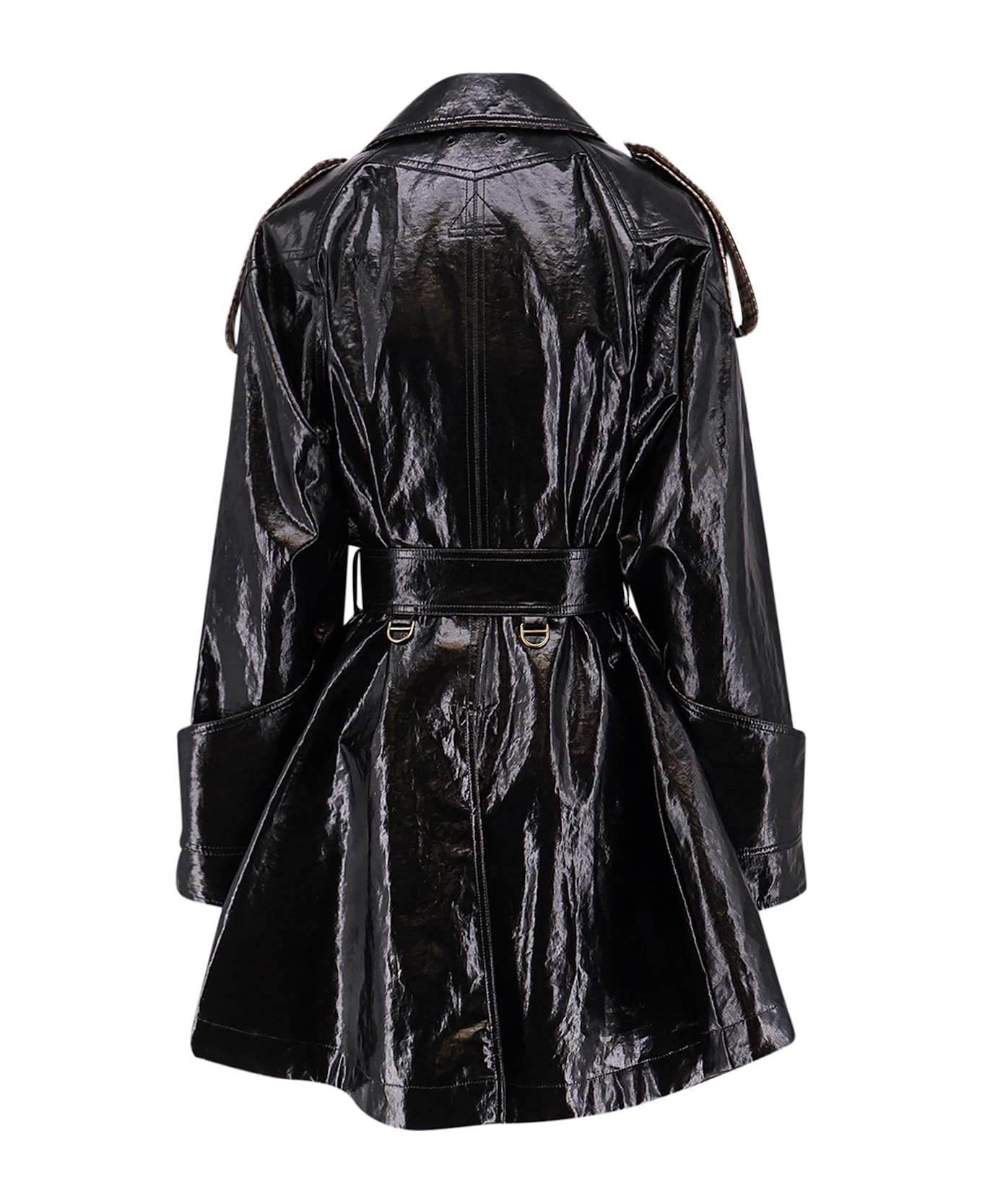 Chloé Coated Linen Trench With Wool Blend Details - Black