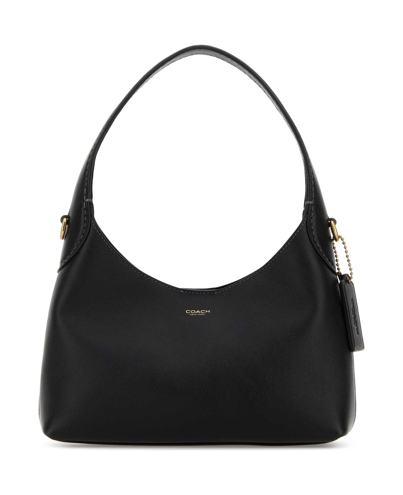 Coach Black Leather Brooklyn 23 Shoulder Bag - B4BLACK