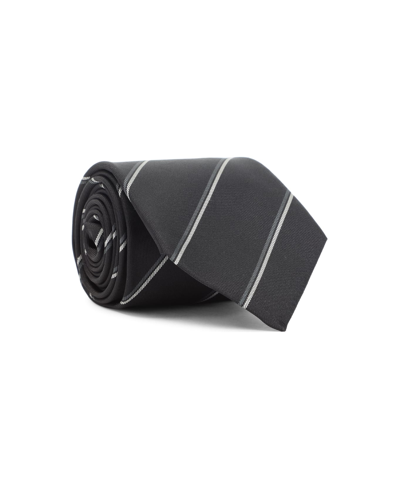 Saint Laurent Silk Tie - Black Medium Grey