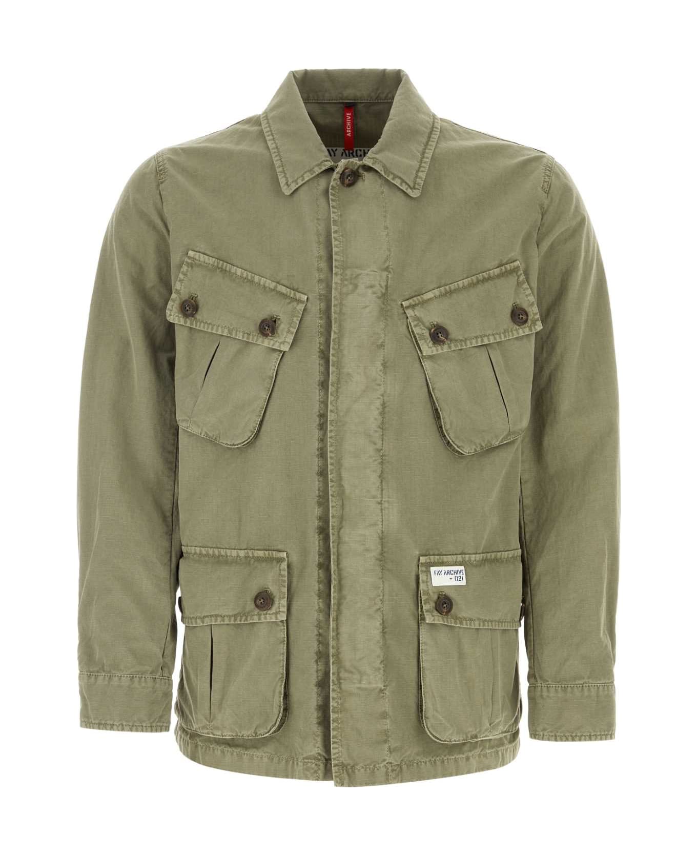 Fay Sage Green Cotton Jungle Jacket - VERDE