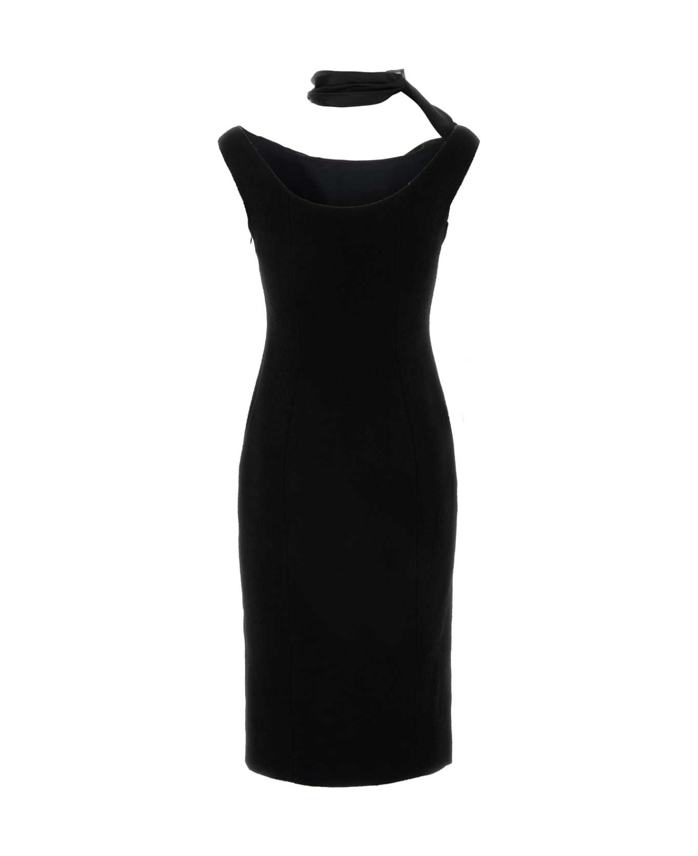 Givenchy Black Stretch Wool Blend Dress - BLACK