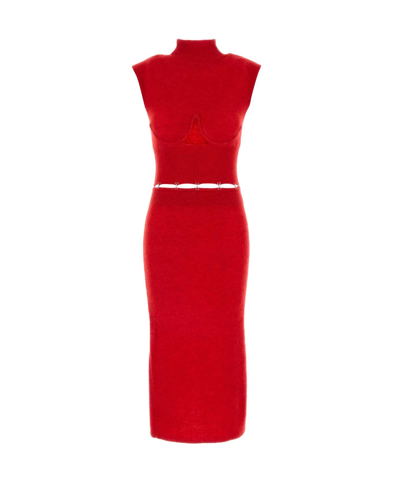 SportMax Red Stretch Mohair Blend Albino1234 Dress - ROSSO