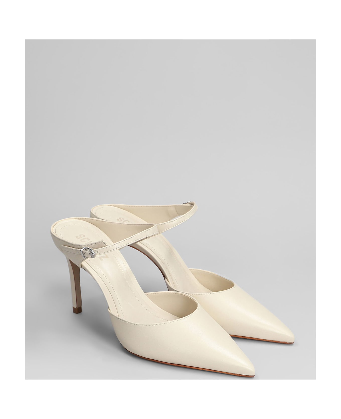 Schutz Laura Mule Slipper-mule In Beige Leather - beige