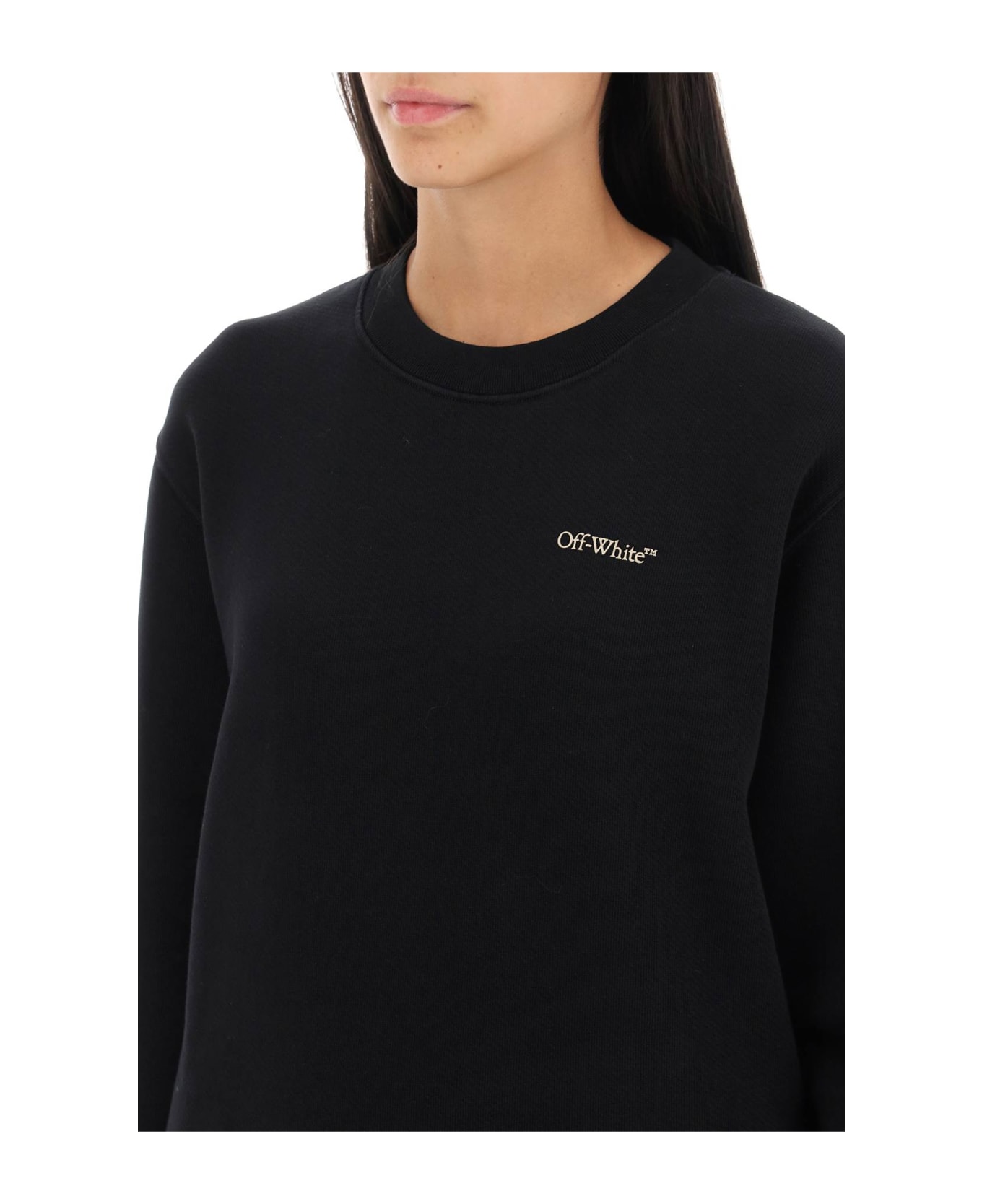 Off-White Crew-neck Sweatshirt With Diag Motif - BLACK BEIGE (Black)