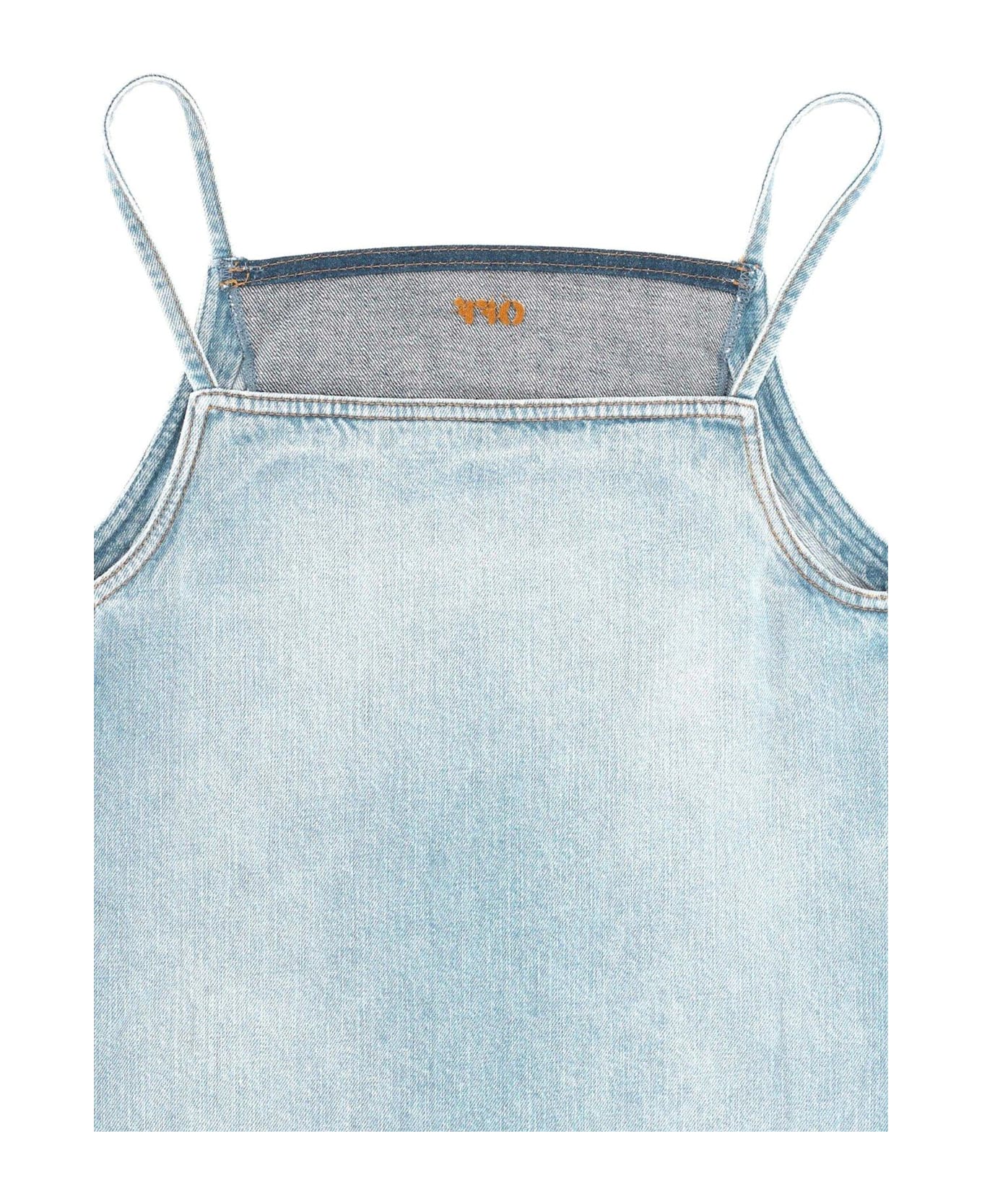 Off-White Frayed Denim Mini Dress - Bleach Tob ワンピース＆ドレス