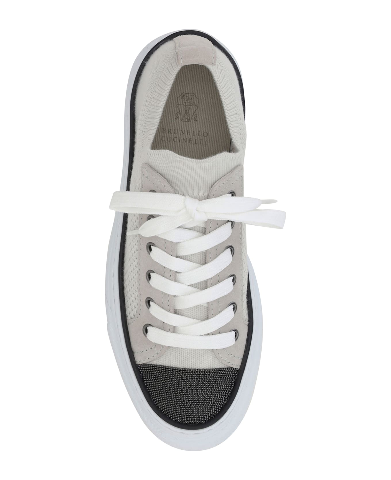 Brunello Cucinelli Mesh Cotton And Suede Sneakers