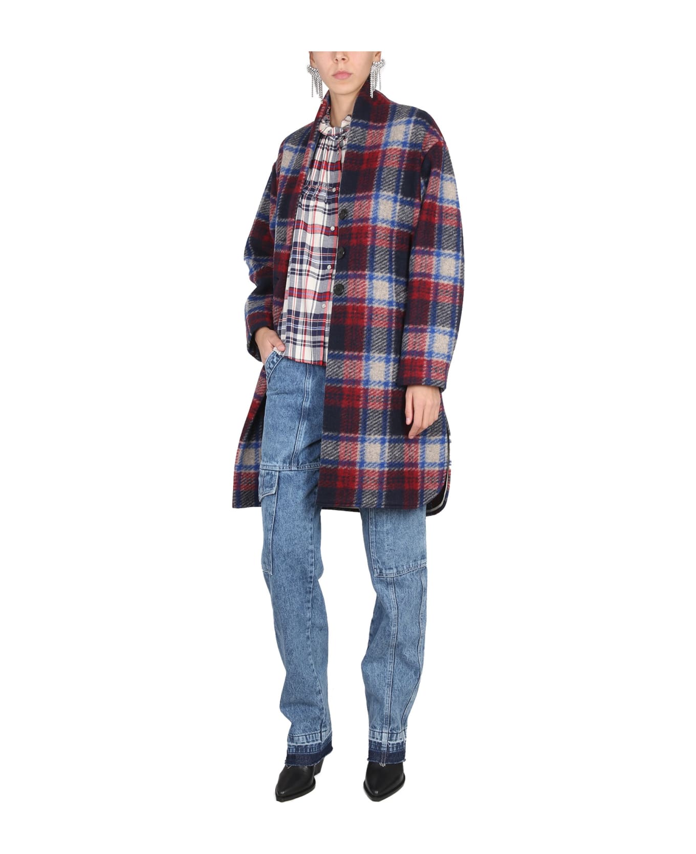 【送料&関税込】Marant Atoile Gabriel Coat Gabriel checked wool-blend coat in multicoloured - Marant