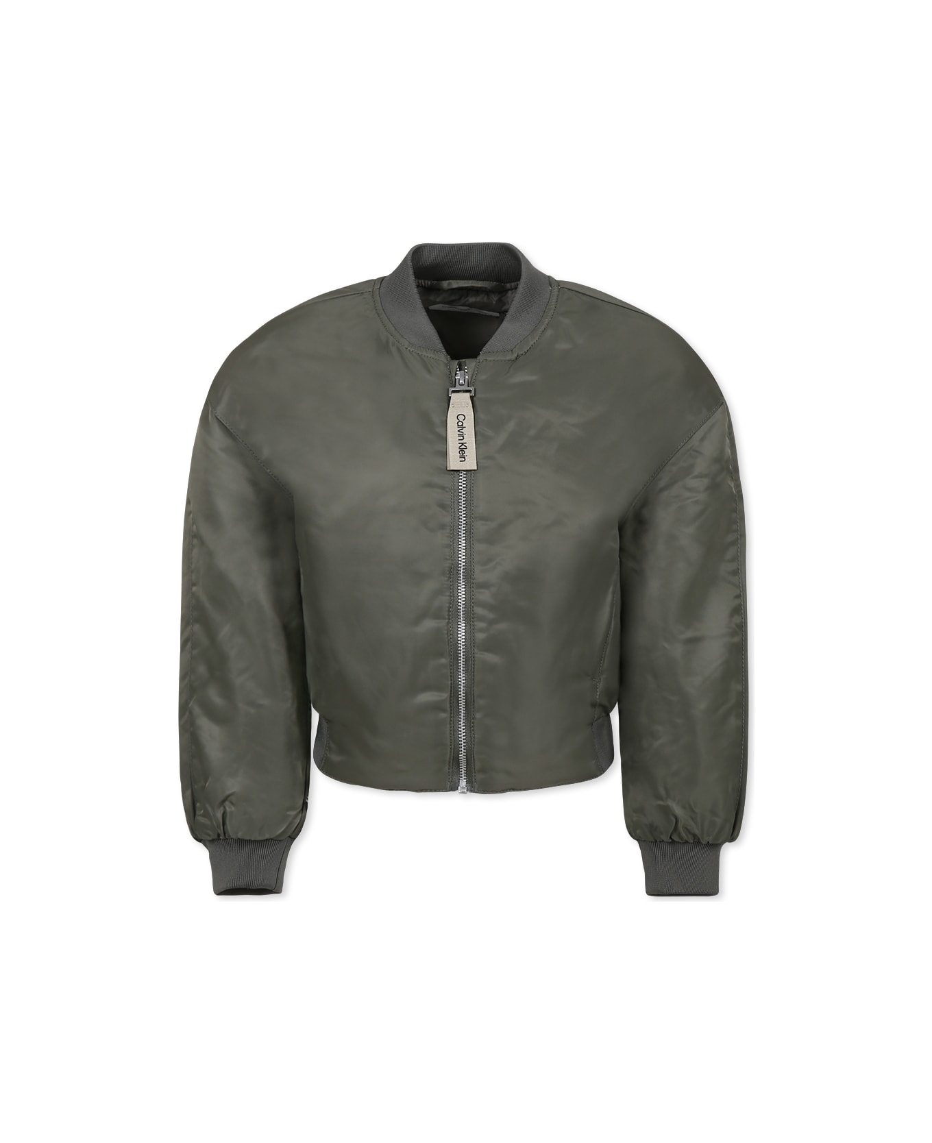 Calvin Klein Geen Bomber Jacket For Girl With Logo - Green
