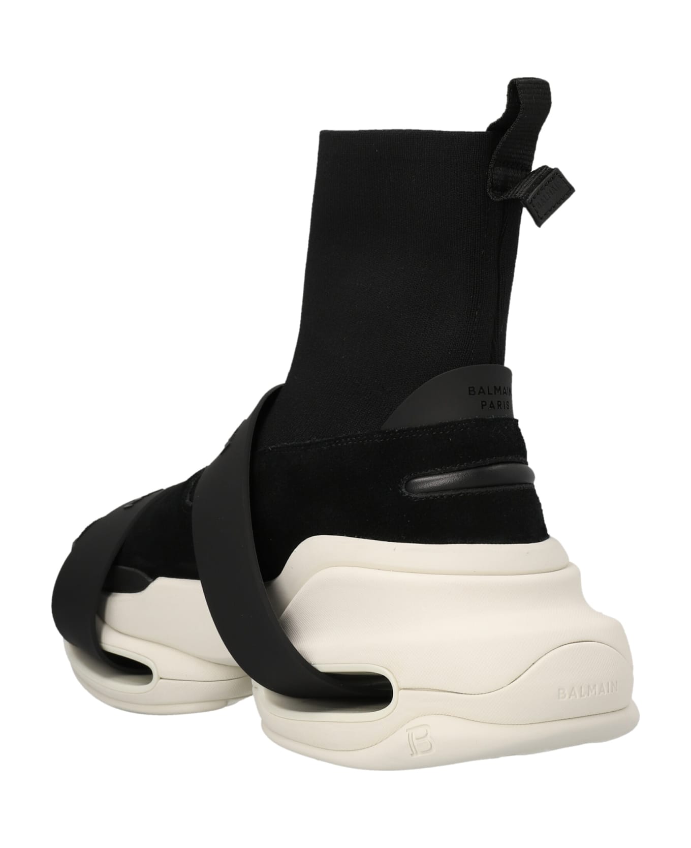 Balmain Logo Sock Sneakers - White/Black