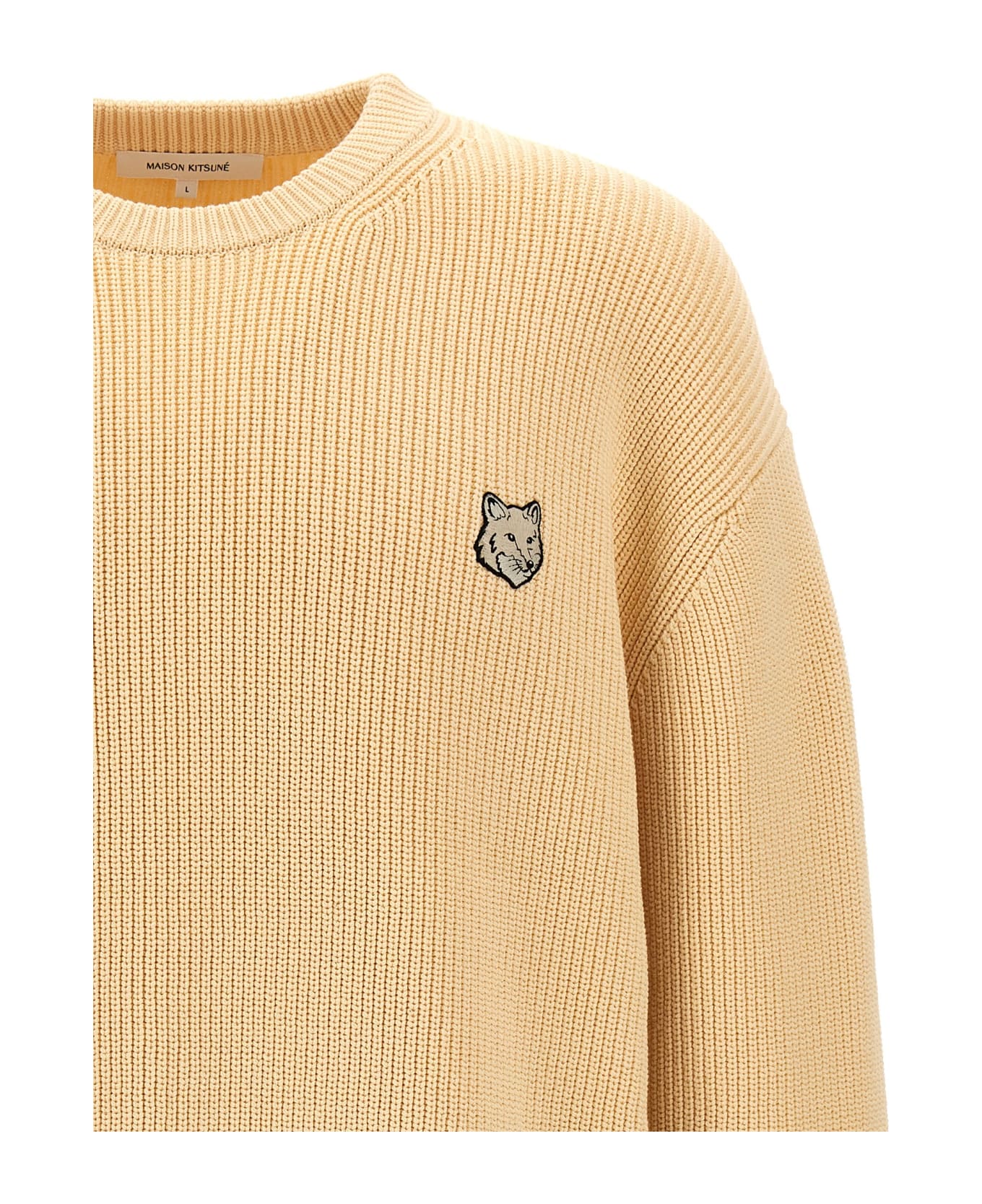 Maison Kitsuné 'bold Fox Head' Sweater - Beige