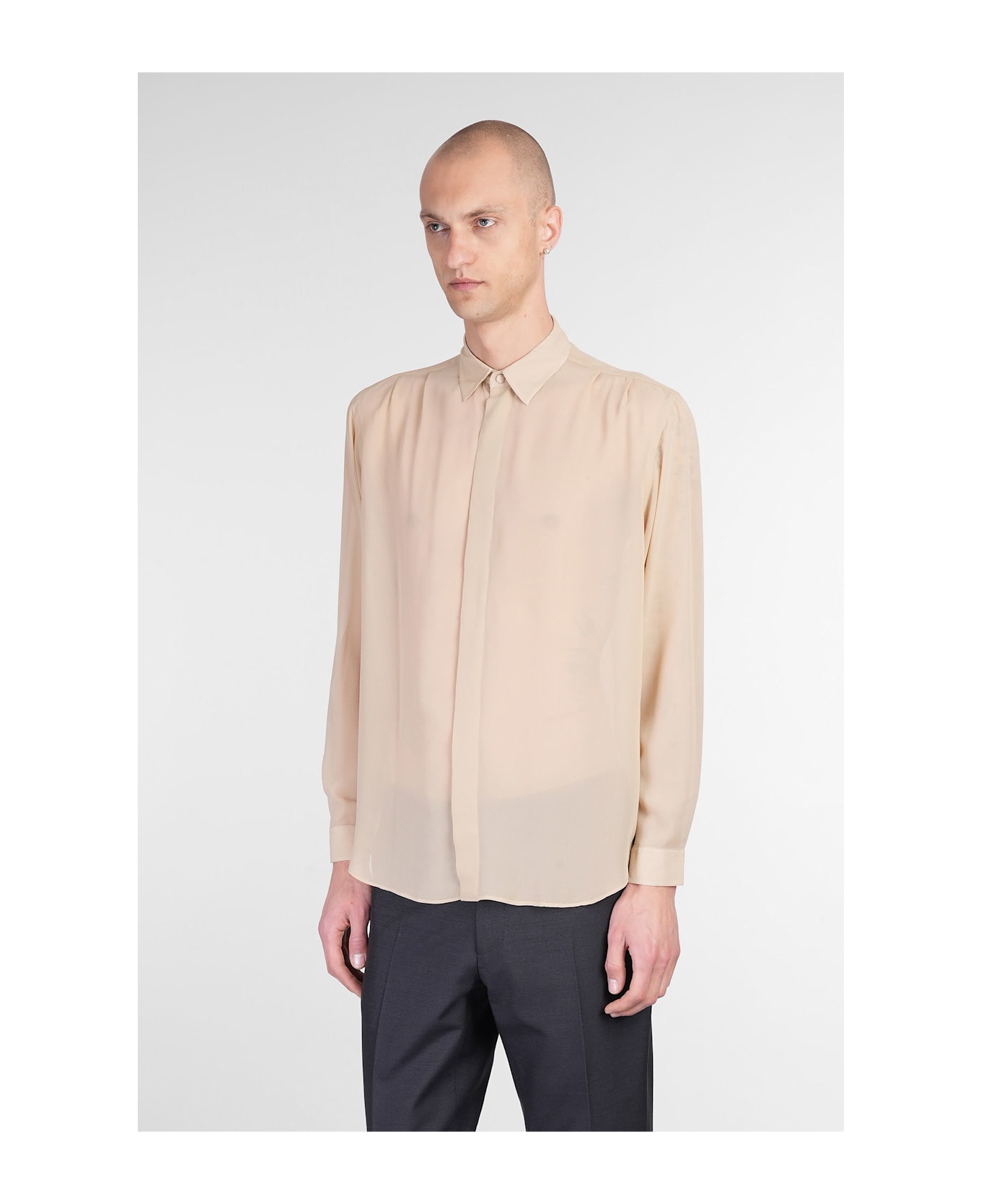 Lardini Shirt In Beige Silk - beige