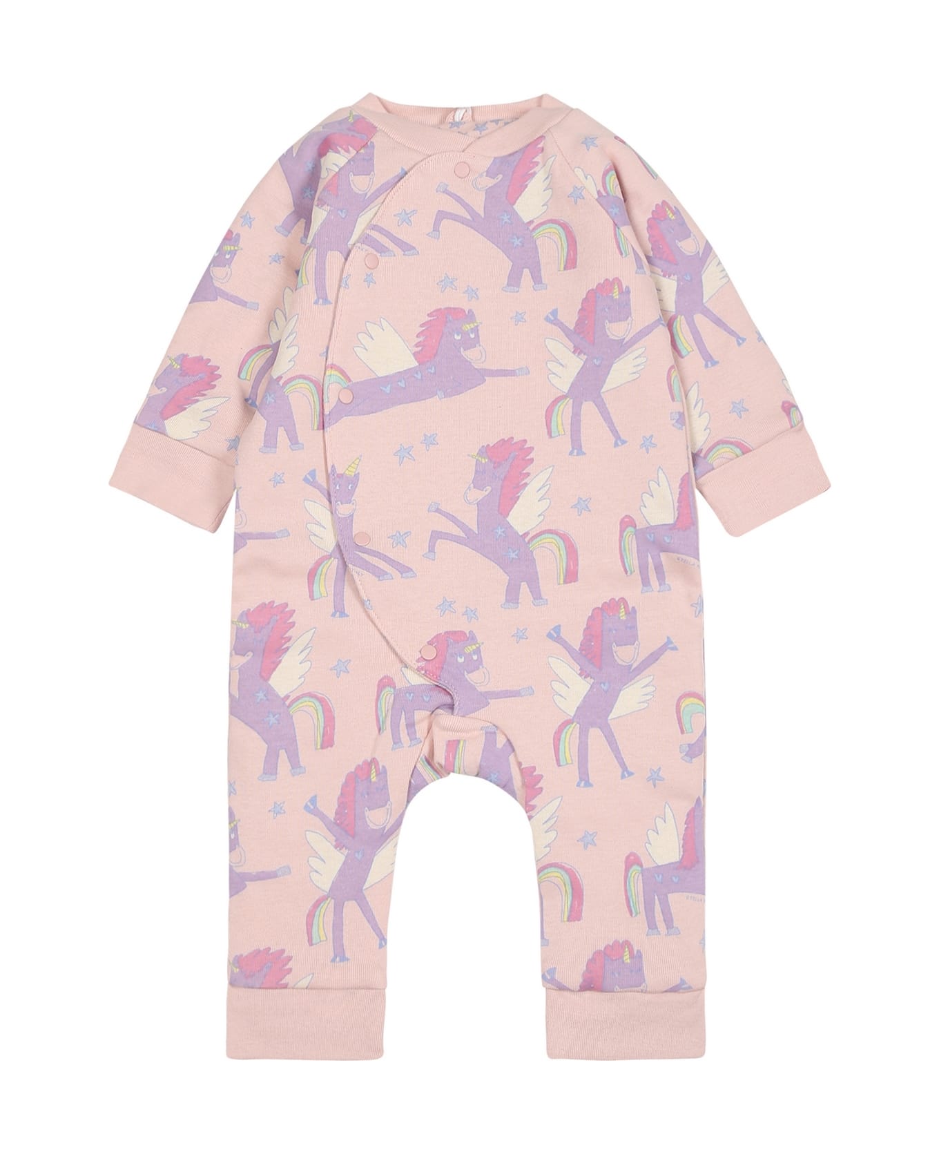 Stella McCartney Kids Pink Babygrow For Baby Girl With Unicors - Pink ボディスーツ＆セットアップ