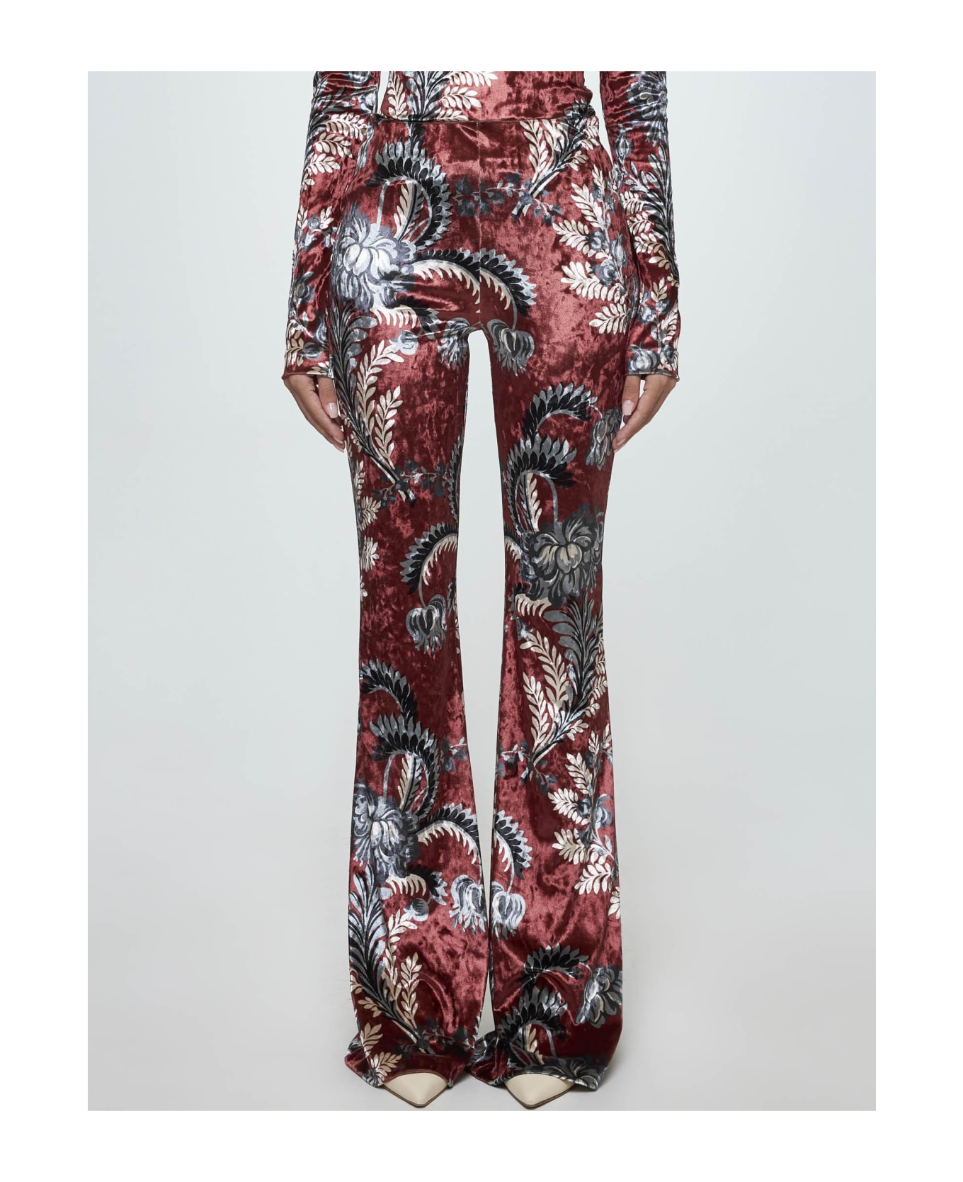 Etro Floral Print Velvet Trousers - Stampa f.do moro