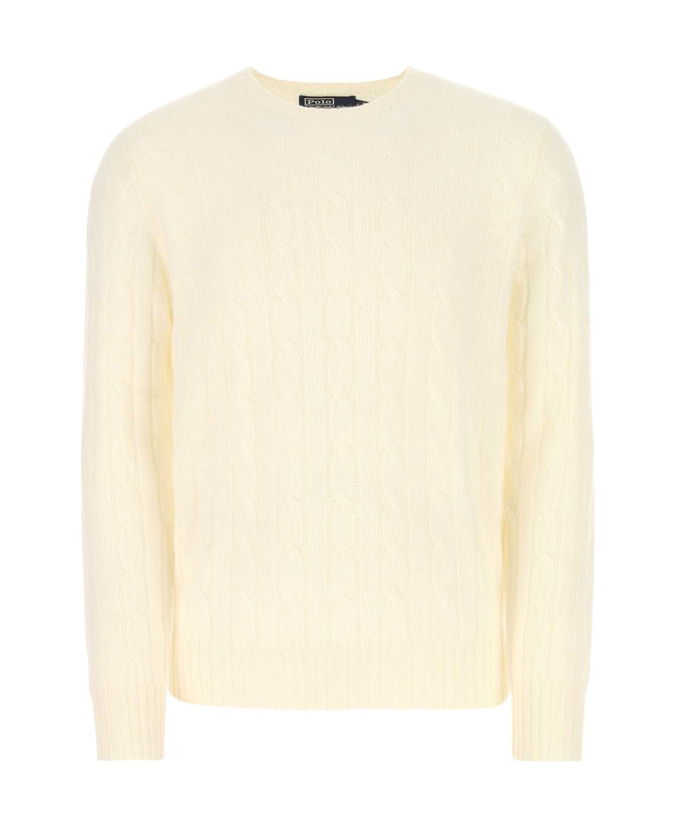 Polo Ralph Lauren Ivory Cashmere Sweater - 010 ニットウェア