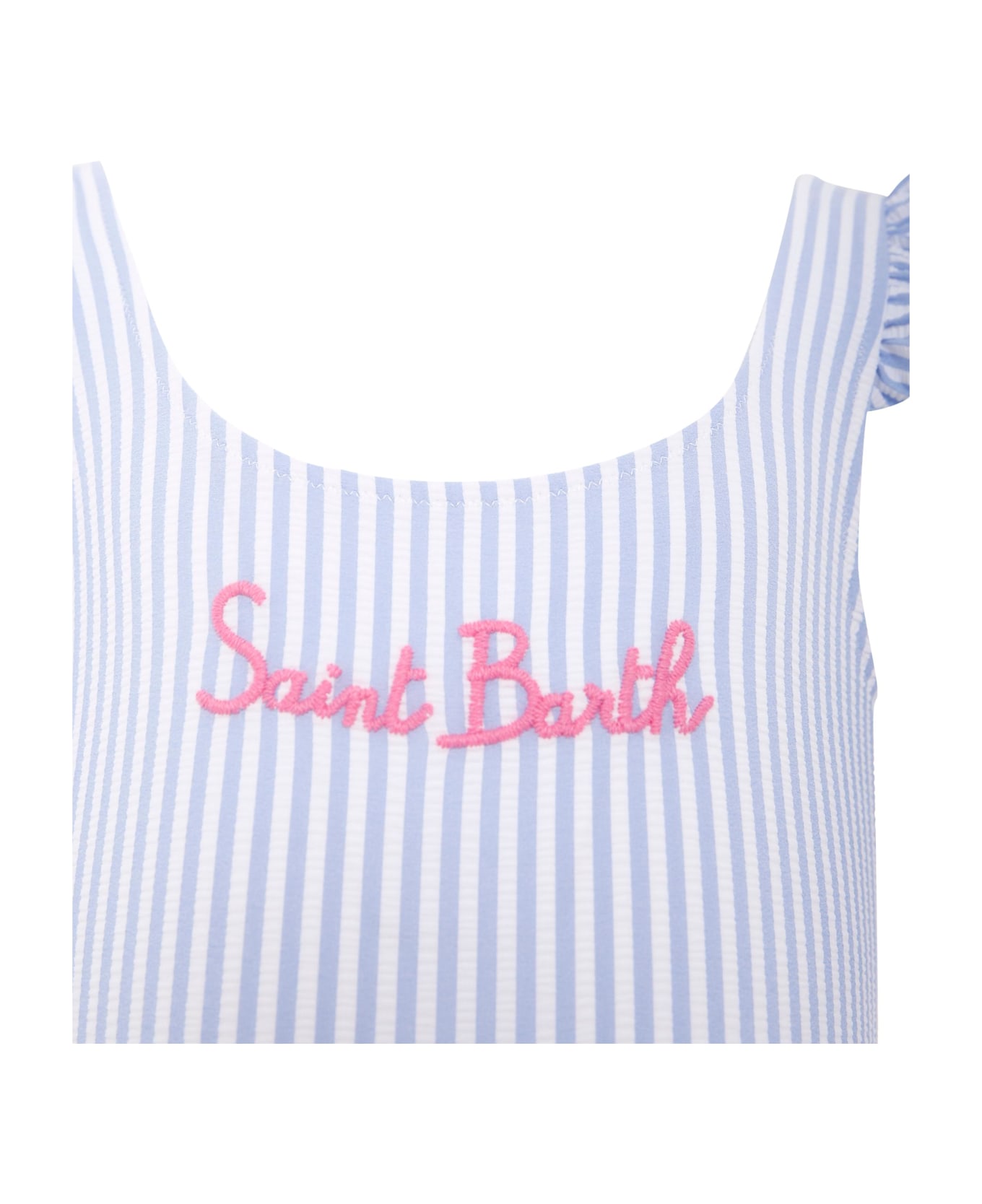 MC2 Saint Barth Light Blue Swimsuit For Girl With Logo - Light Blue