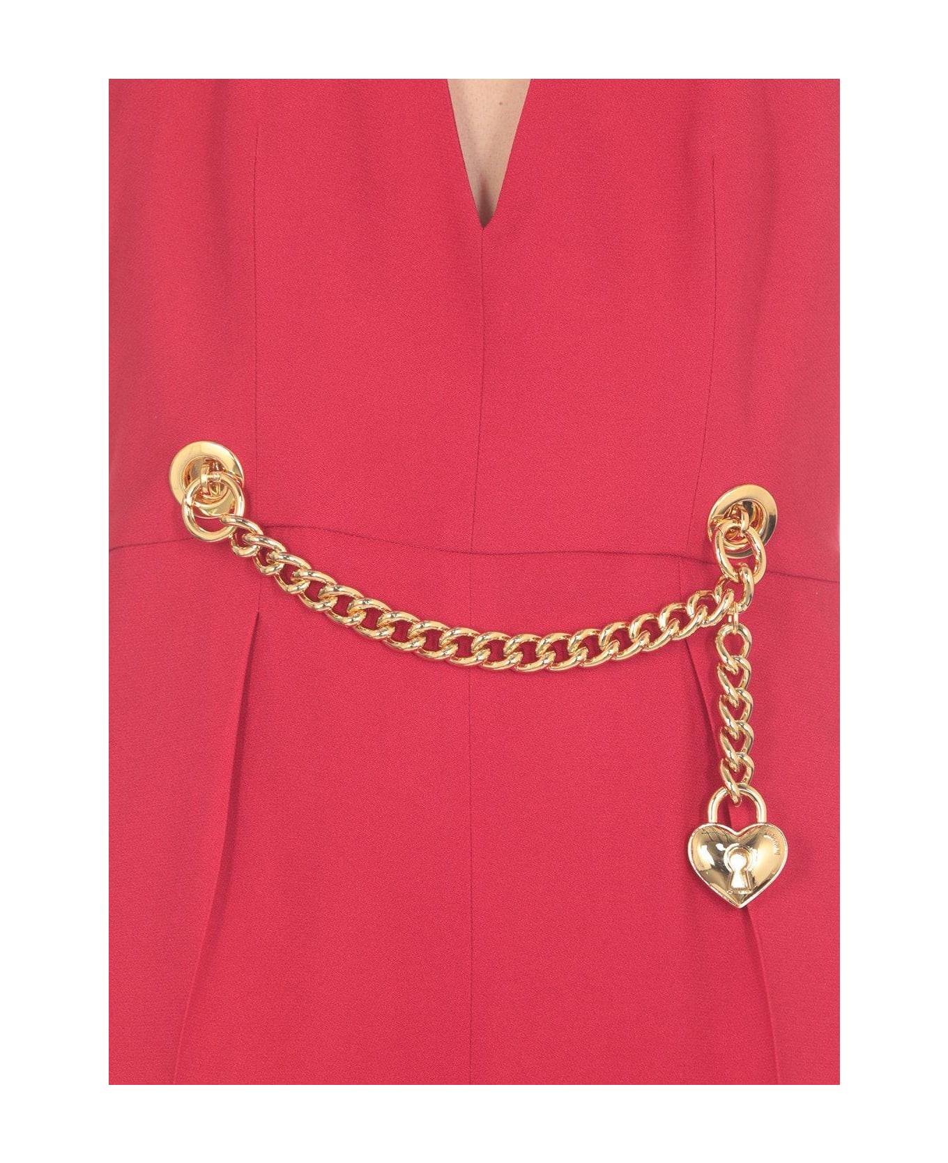 Moschino Chain-embellished Open-back Haltrneck Jumpsuit Moschino - RED