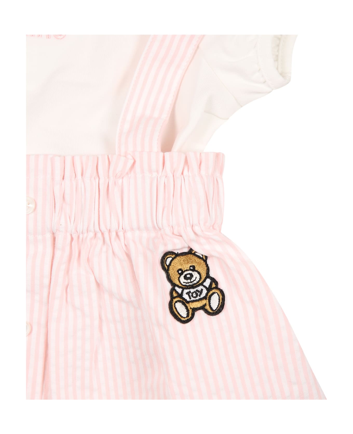 Moschino Pink Dungarees For Baby Girl - Pink コート＆ジャケット