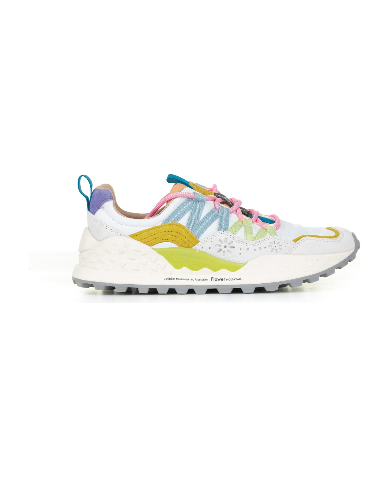 Flower Mountain Multicolored Washi Sneakers In Suede And Nylon - BEIGE WHITE MULTI