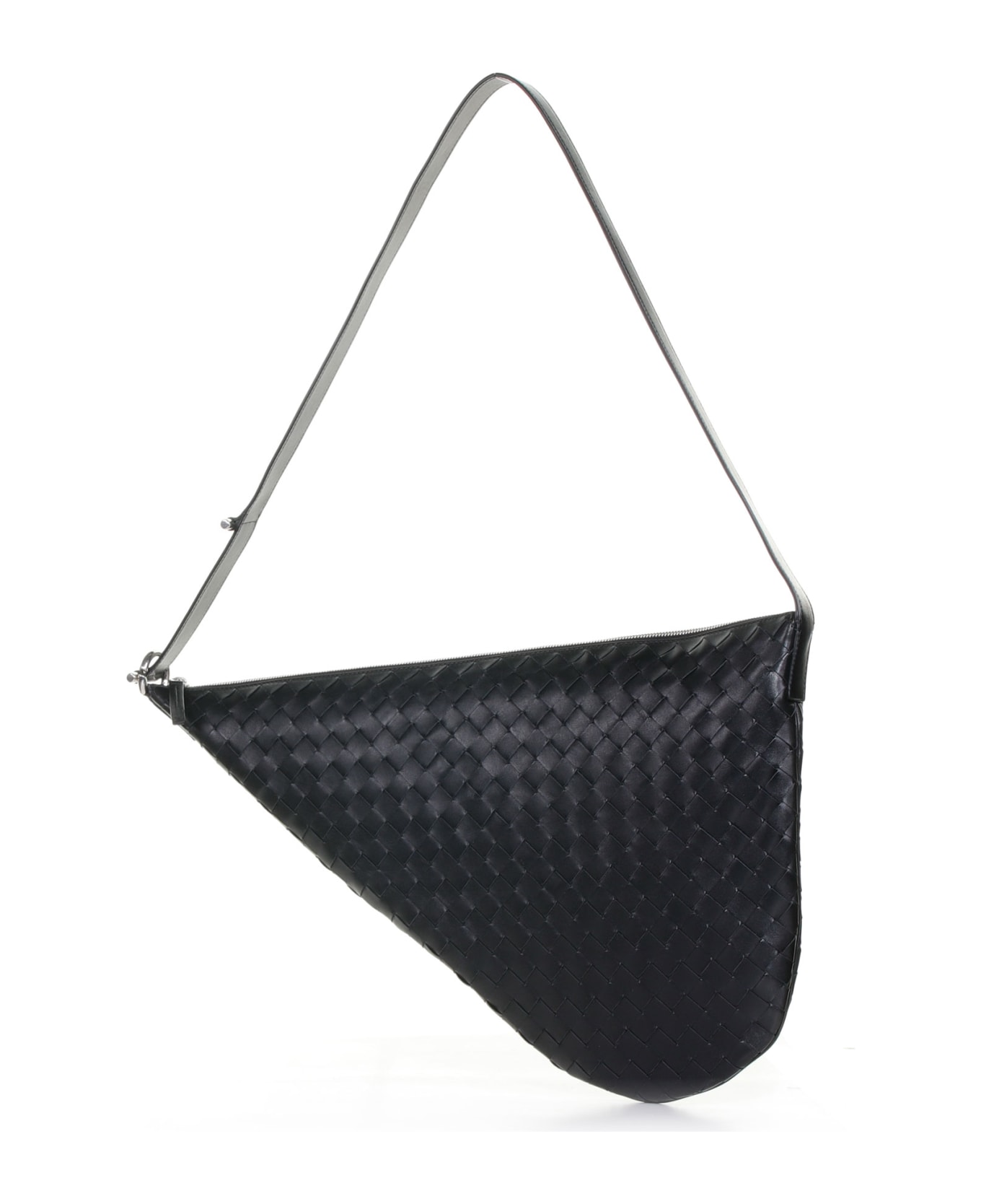 Bottega Veneta Shoulder Bag With Woven Motif - BLACK