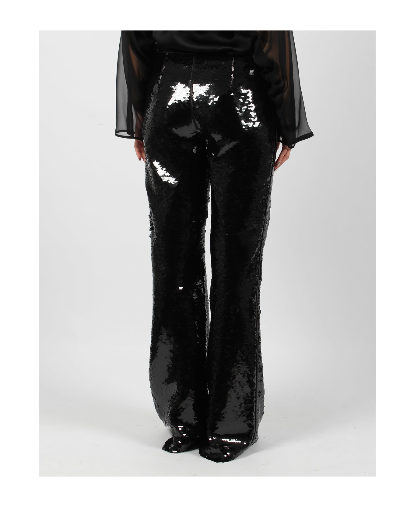 Alberta Ferretti Sequins Flared Trousers - Black