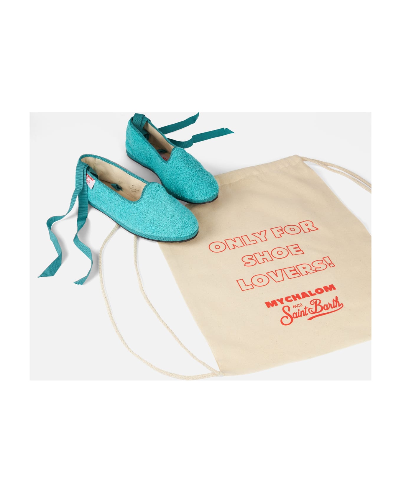 MC2 Saint Barth Woman Aquamarine Terry Slipper Loafers | My Chalom Special Edition - GREEN
