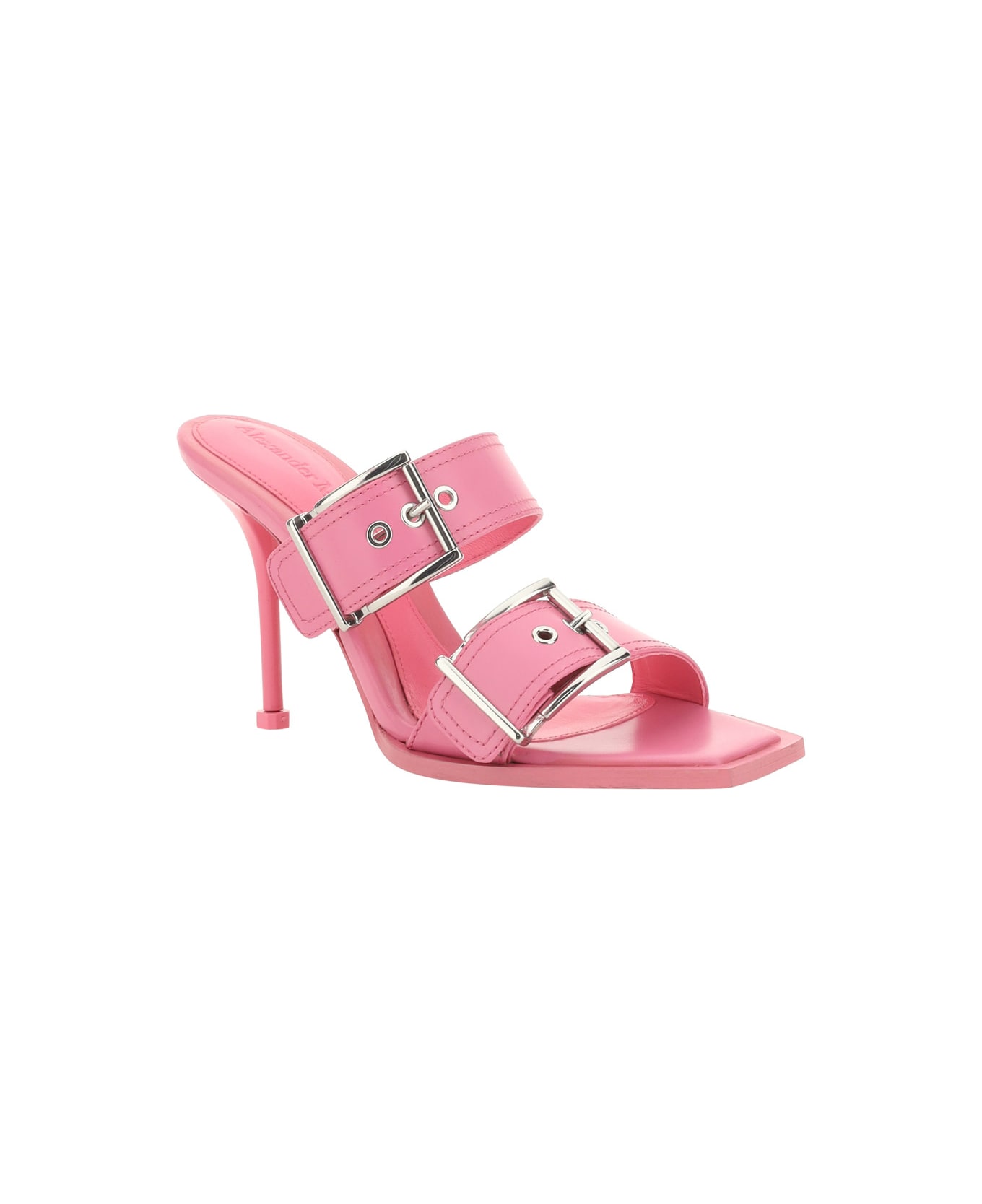Alexander McQueen Leather Mules - Sugar Pink/silver