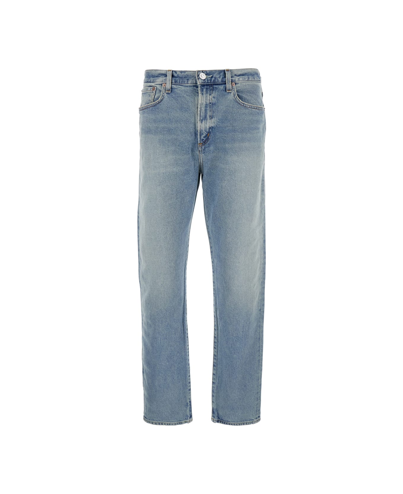 AGOLDE 'curtise' Light Blue Five-pocket Jeans With Distress Look In Cotton Man - Light blue