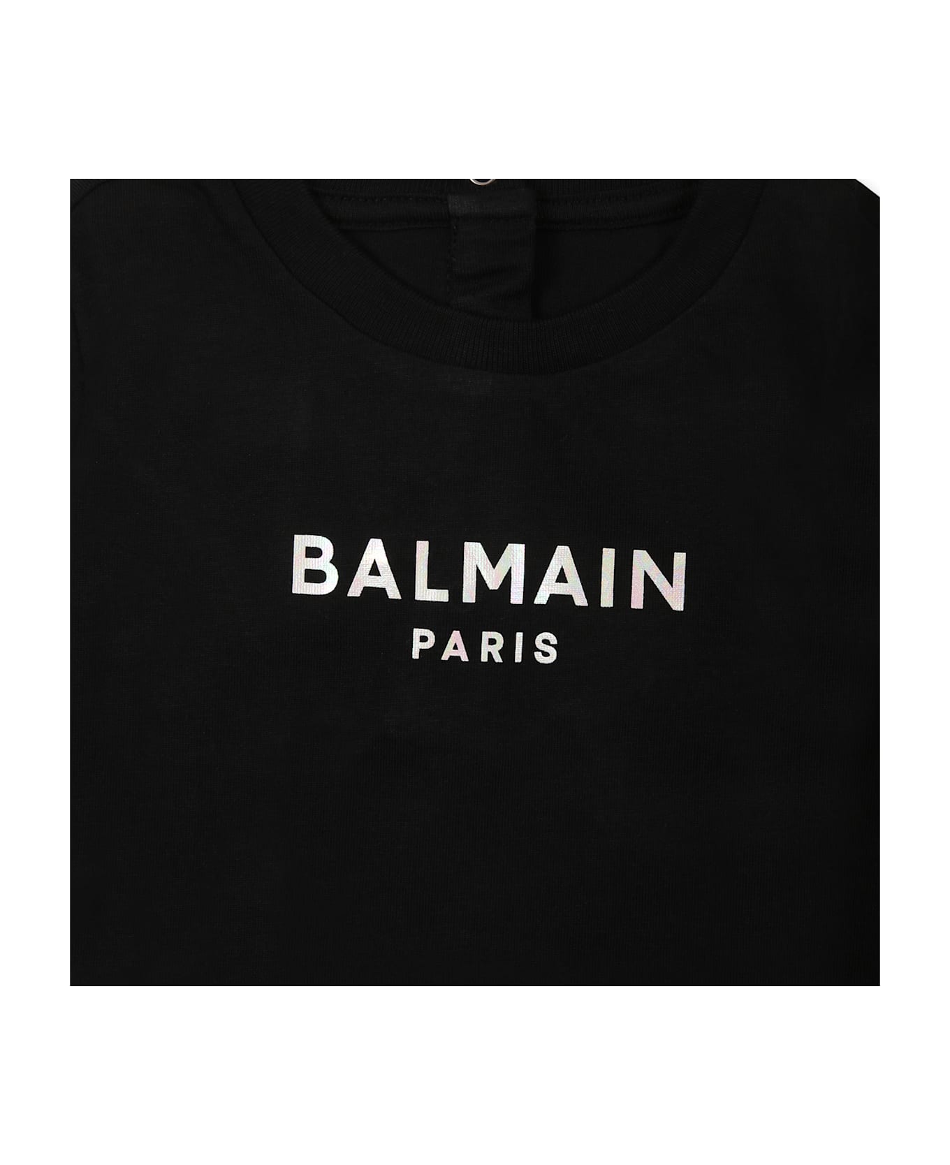 Balmain Black T-shirt For Baby Girl With Logo - Black