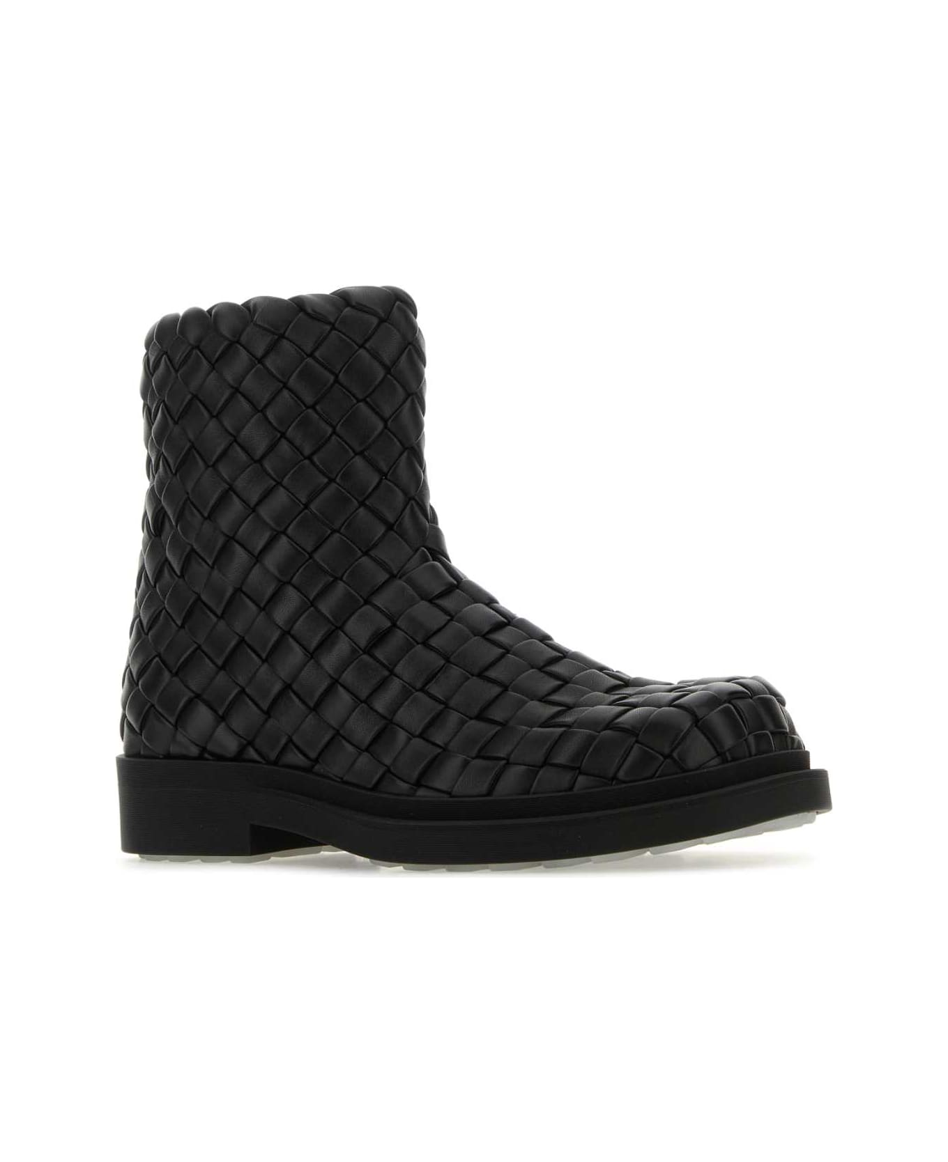 Bottega Veneta Black Leather Ben Ankle Boots - BLK